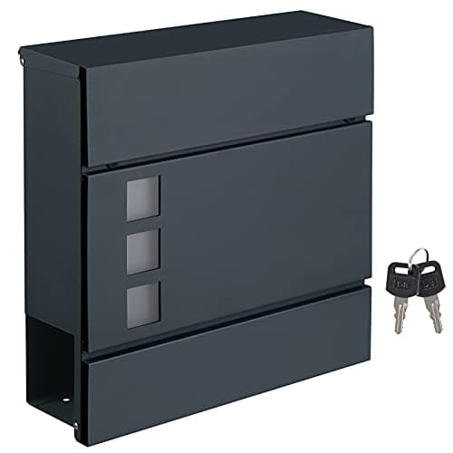 SONGMICS modern brevlåda, låsbar väggmonterad brevlåda med tidningshållare, enkel att installera, antracitgrå GMB052G01