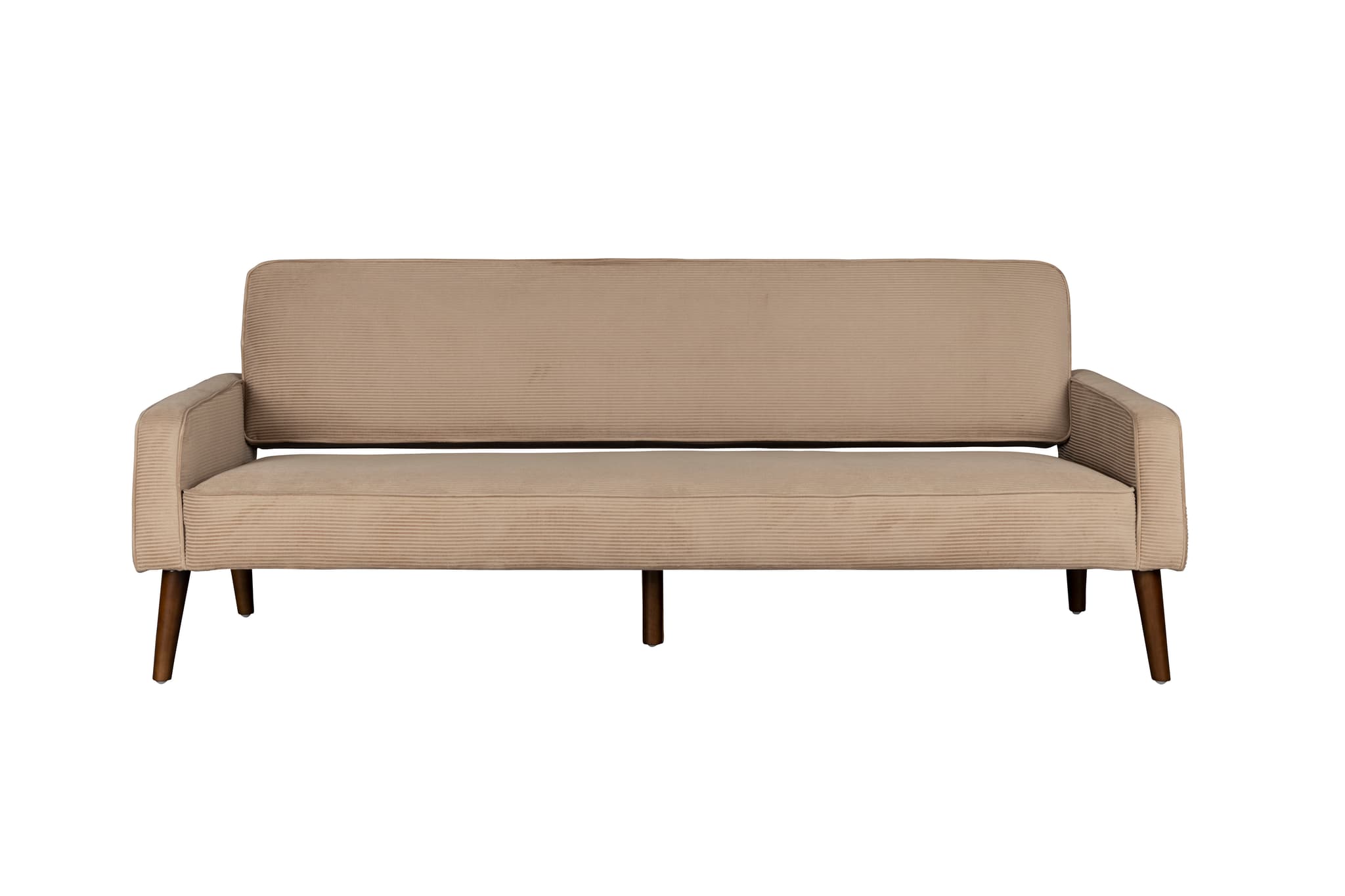 DUTCHBONE Preston soffa - beige sammetstyg och brunt gummiträ