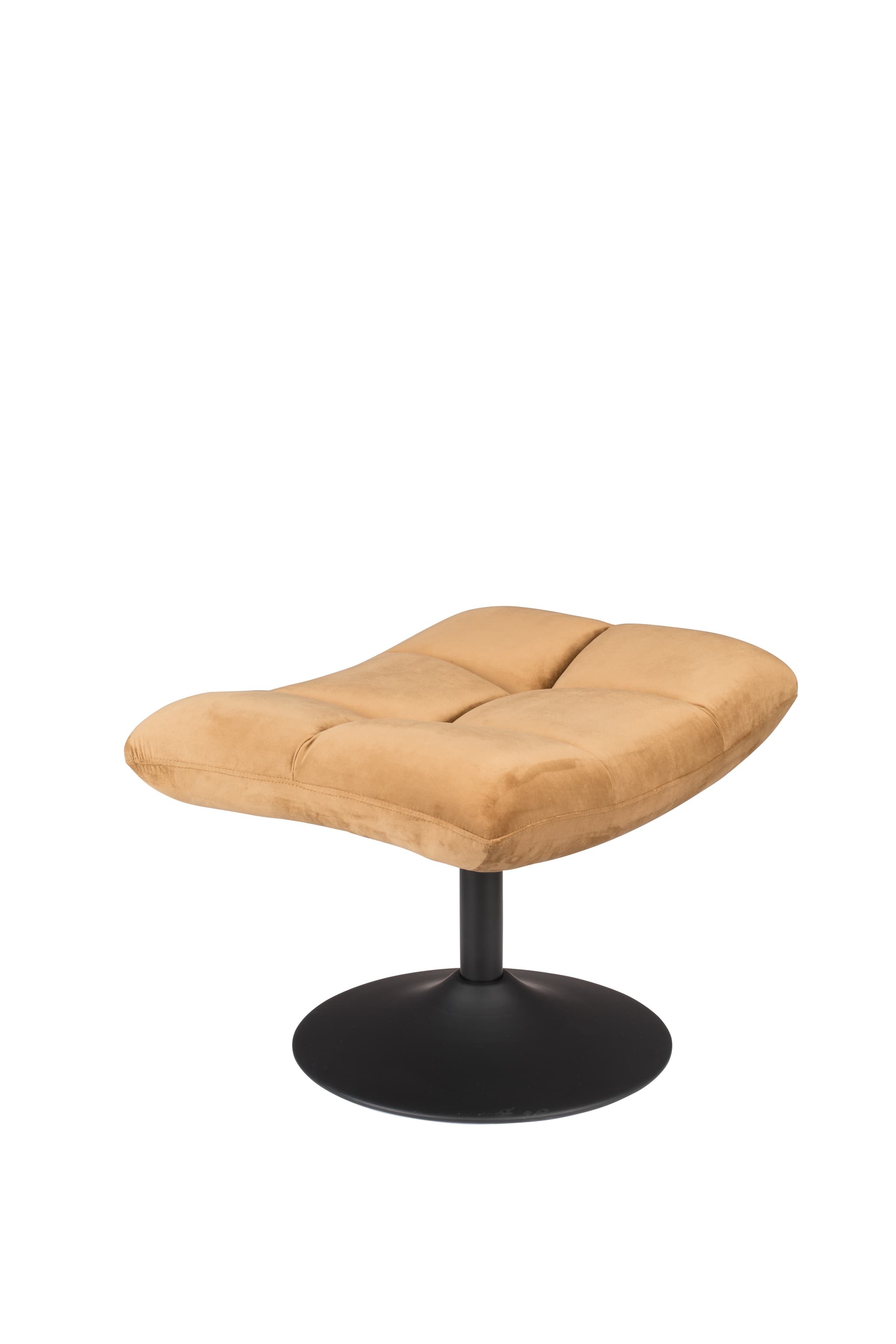 DUTCHBONE Barfotpall, rektangulär - gyllenbrun polyester och svart stål (67x51,5)