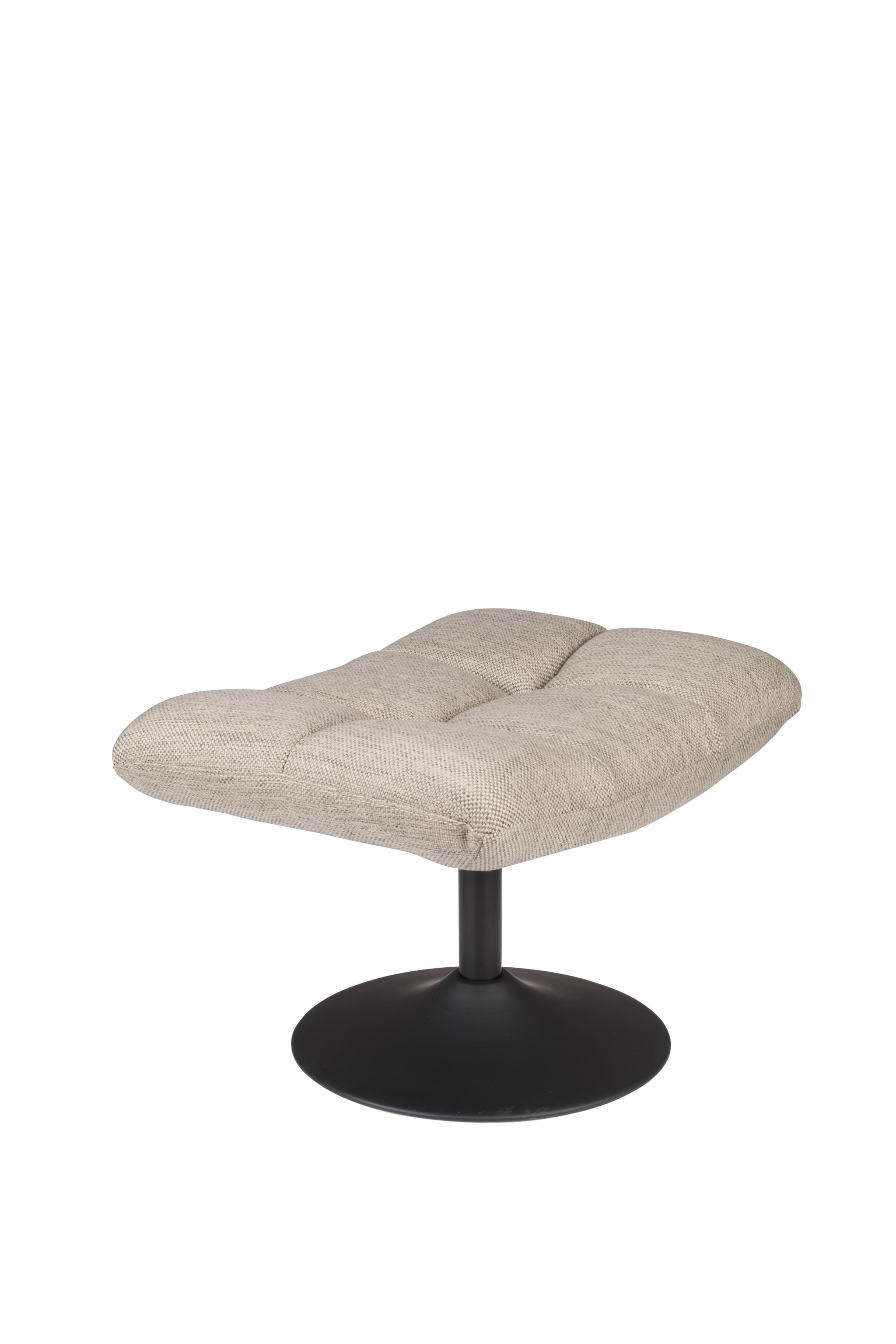 DUTCHBONE Barfotpall, rektangulär - ljusgrå polyester och svart stål (67x51,5)