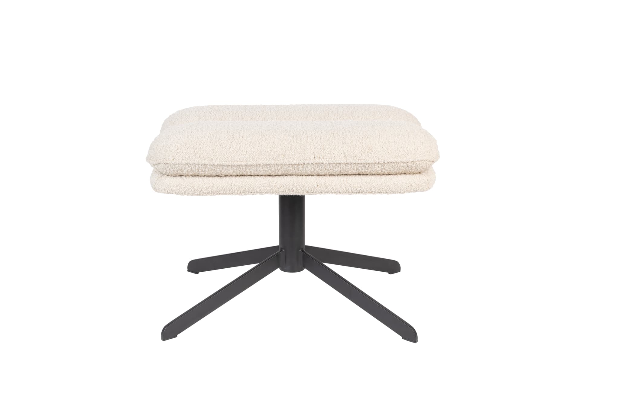 ZUIVER Tyler fotpall, med vridbar bas - vit bouclé och svart stål (60x47)