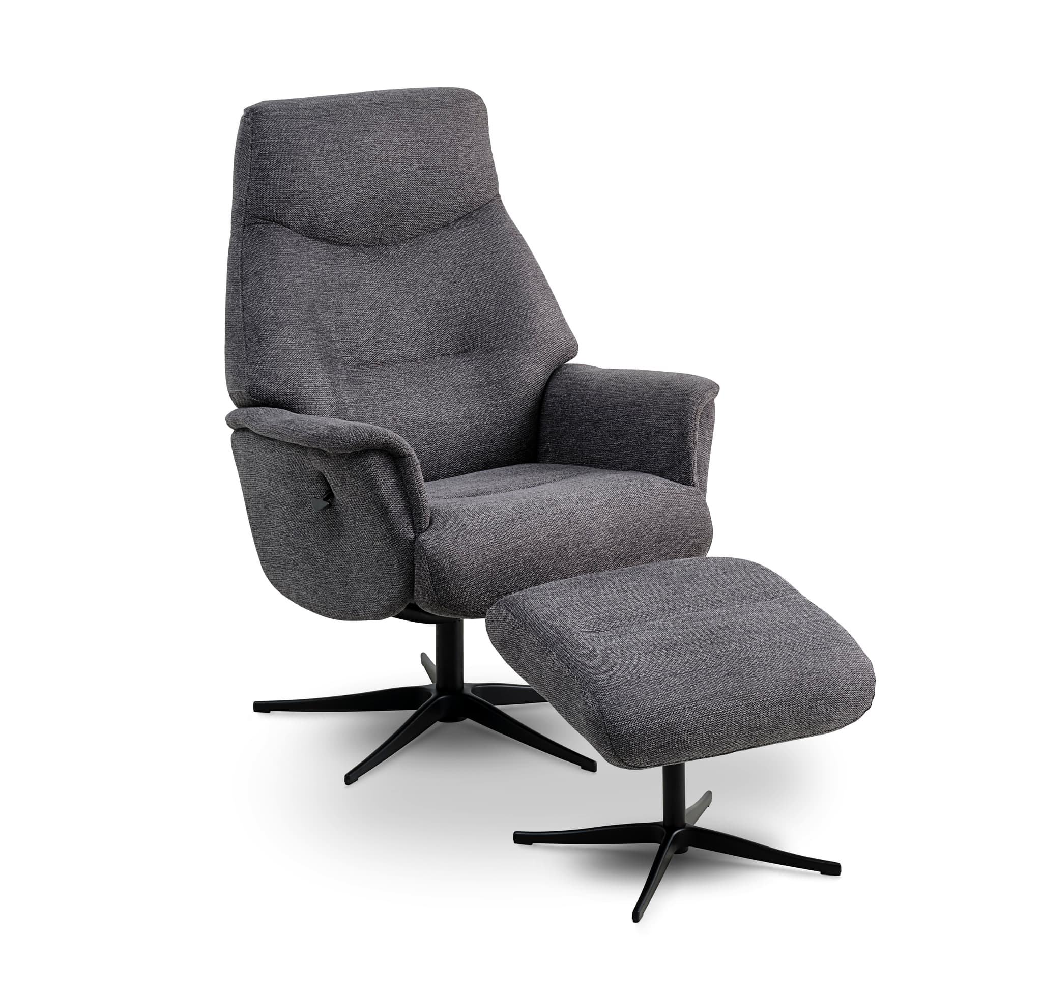 Villads fåtölj, med armstöd och tippfunktion, inkl. fotpall - antracitgrå polyester och svart metall