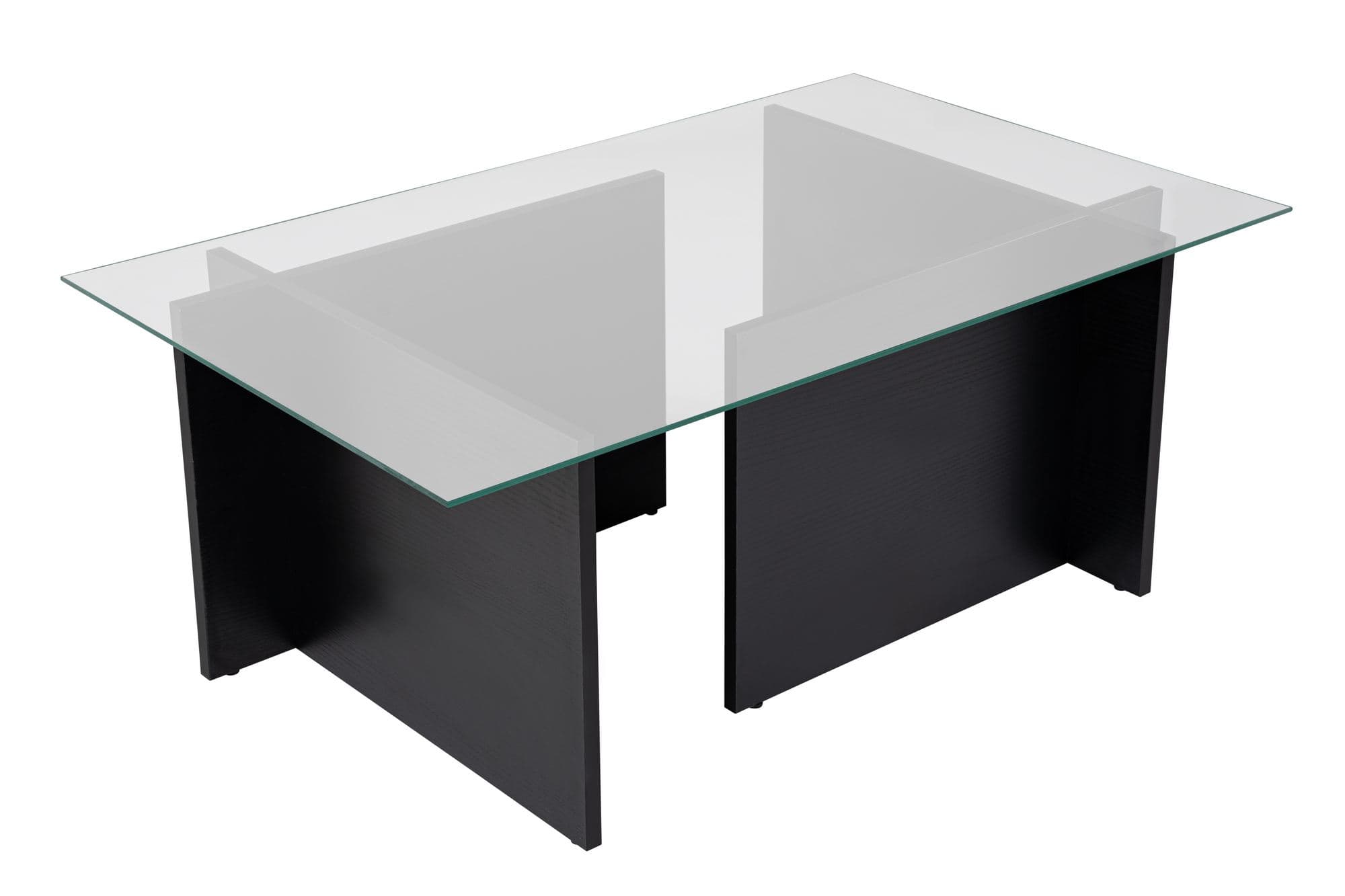 NORDVÄRK Vetrino soffbord, rektangulärt - glas och svart trämelamin (105x65)