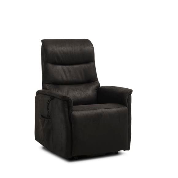 Max fåtölj med ryggstöd. 2 motorer, sitslyft, tiltfunktion, fotpall, armstöd - onyx svart mikroläder