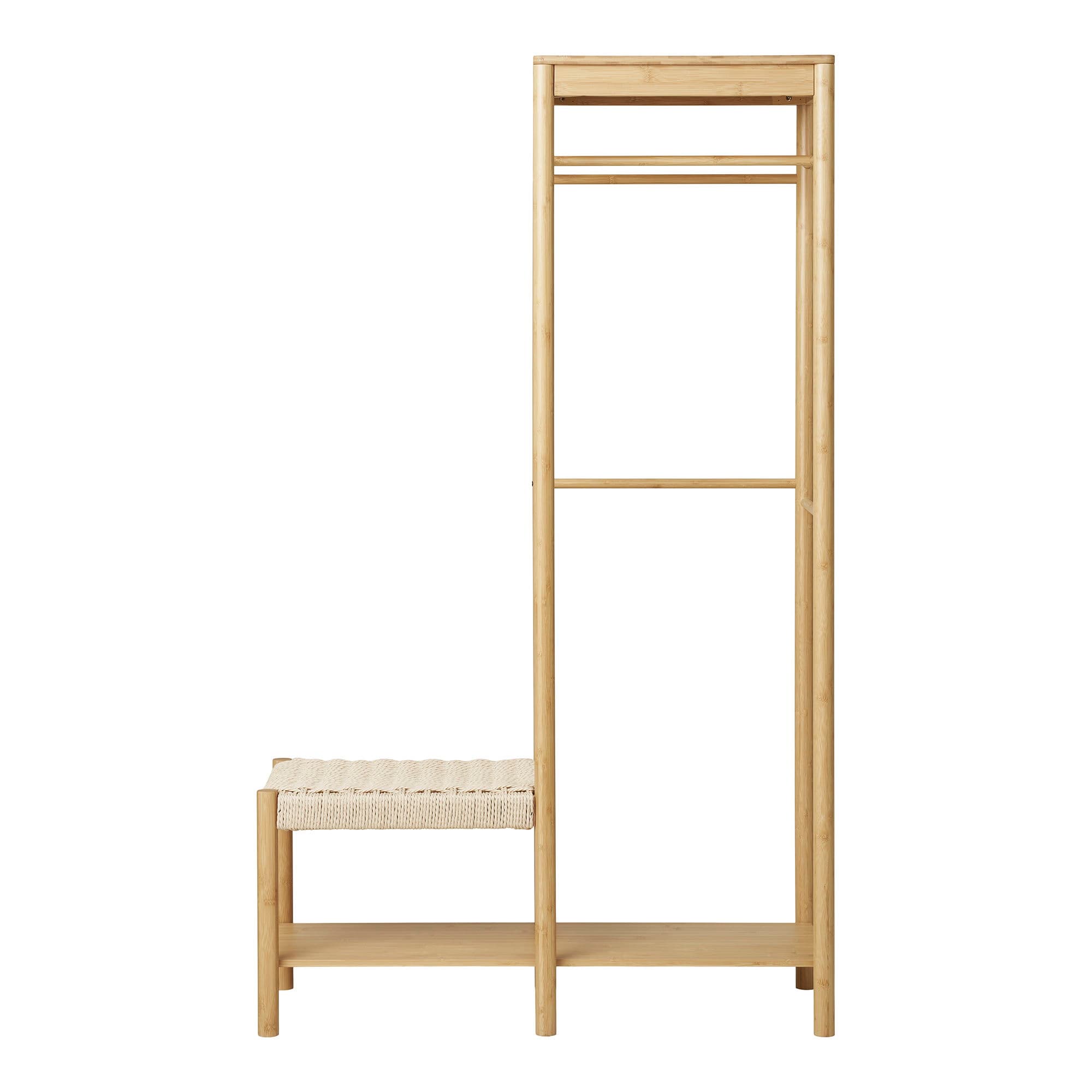 HOUSE NORDIC Ember klädställning, med bänk i naturfärgad rotting, 1 klädstång och 1 hyllplan - naturfärgad bambu