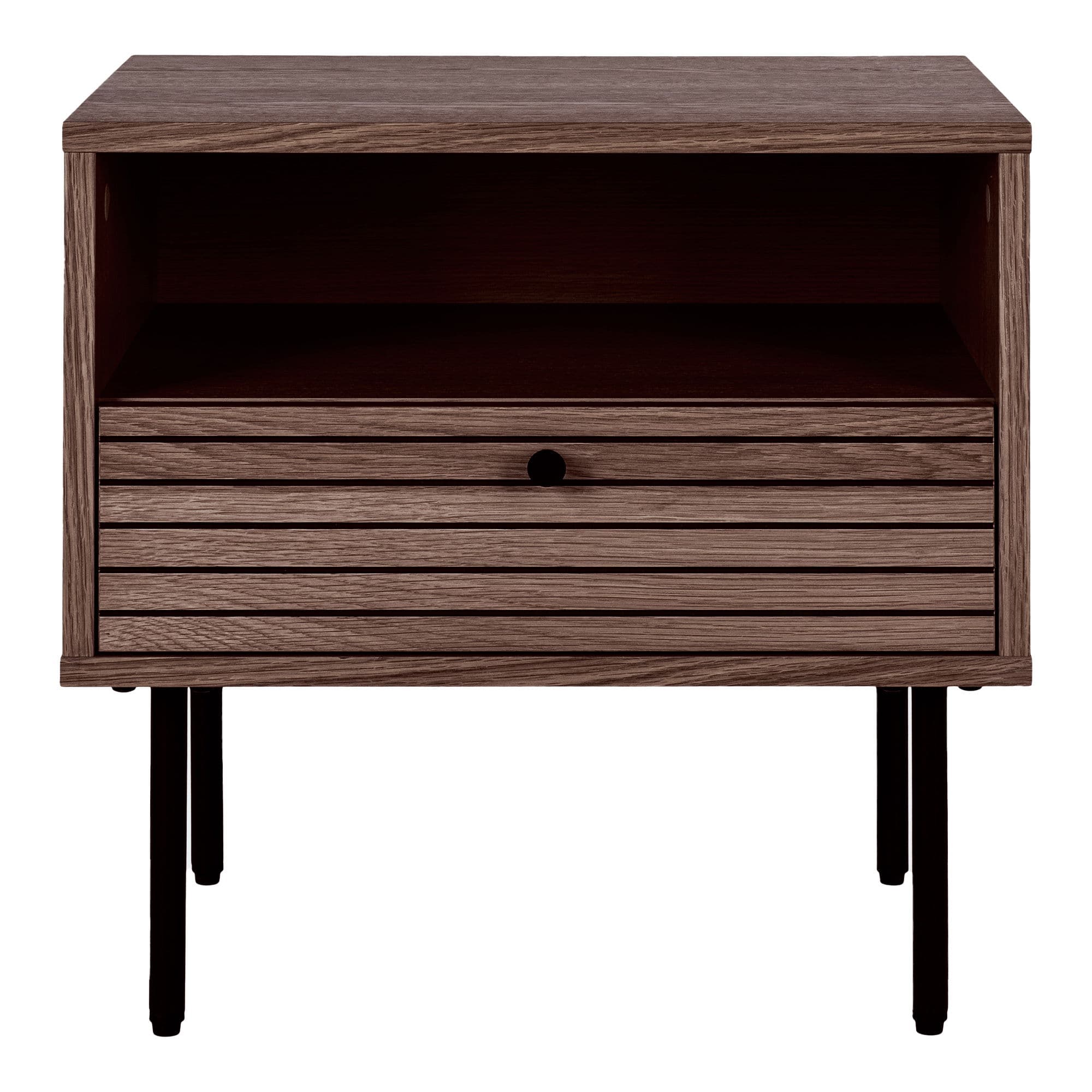 HOUSE NORDIC Kyoto hörnbord, med 1 fack och 1 låda - rökt ekfaner och svart stål (50x40)