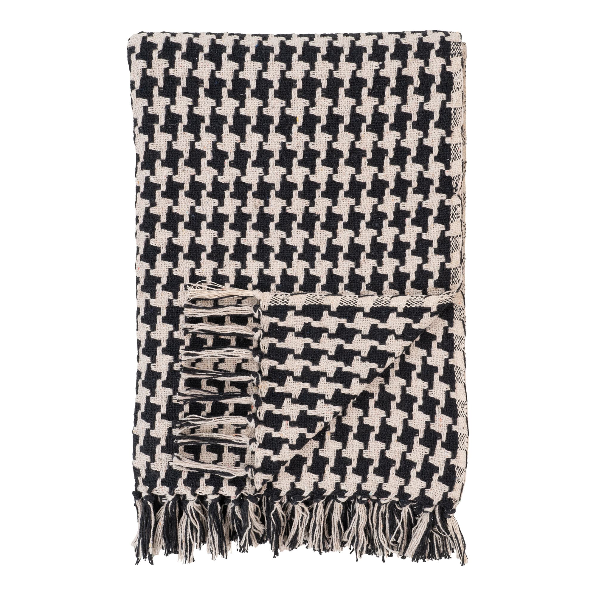 HOUSE NORDIC Sidpläd, rektangulär - svart/beige bomull/polyester (130x180)