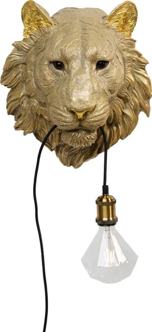 KARE DESIGN Animal Tiger Head vägglampa - guld polyresin och aluminium