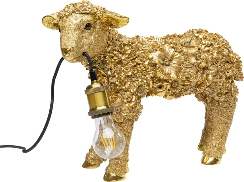 KARE DESIGN Animal Flower Sheep bordslampa - guld polyresin