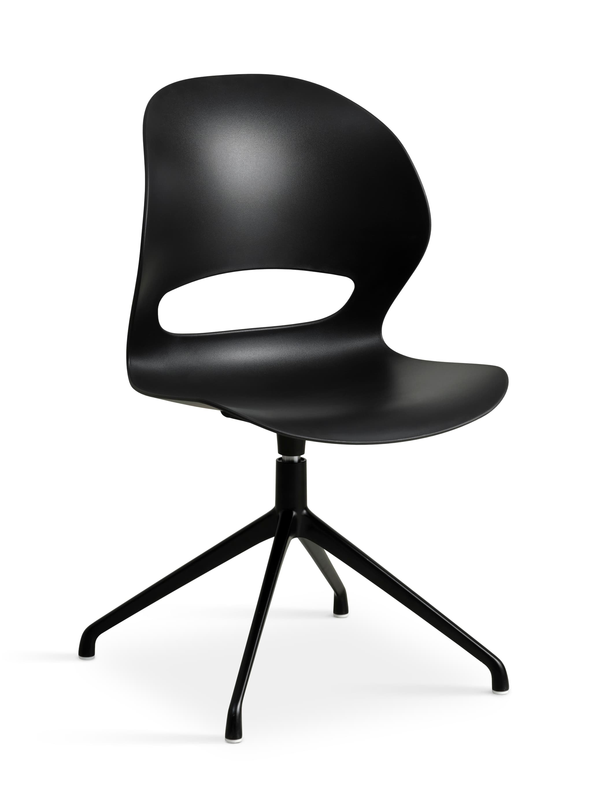 Linea matbordsstol, med vridfunktion - svart PVC och svart metall
