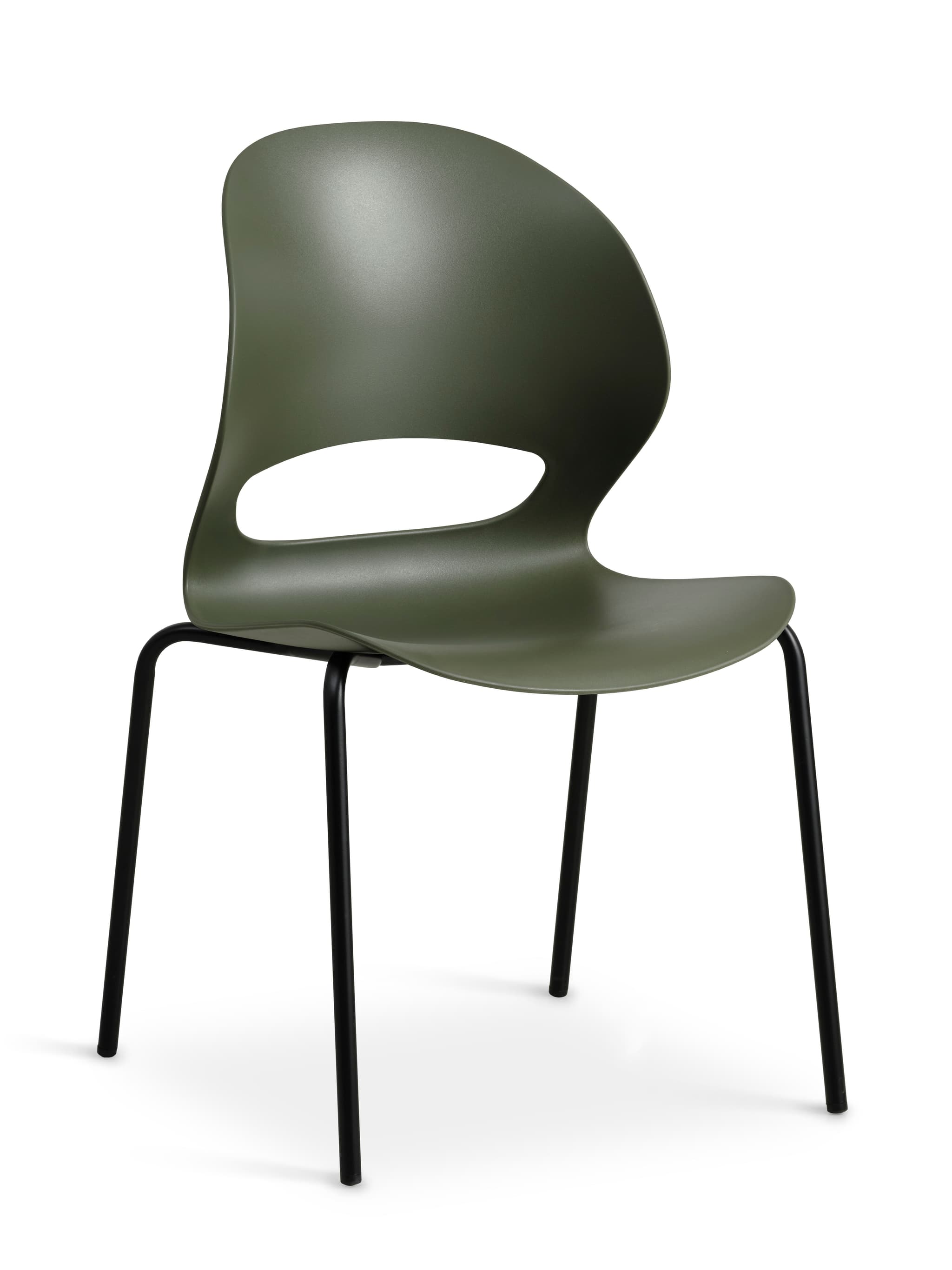 Linea matstol - oliv PVC och svart metall