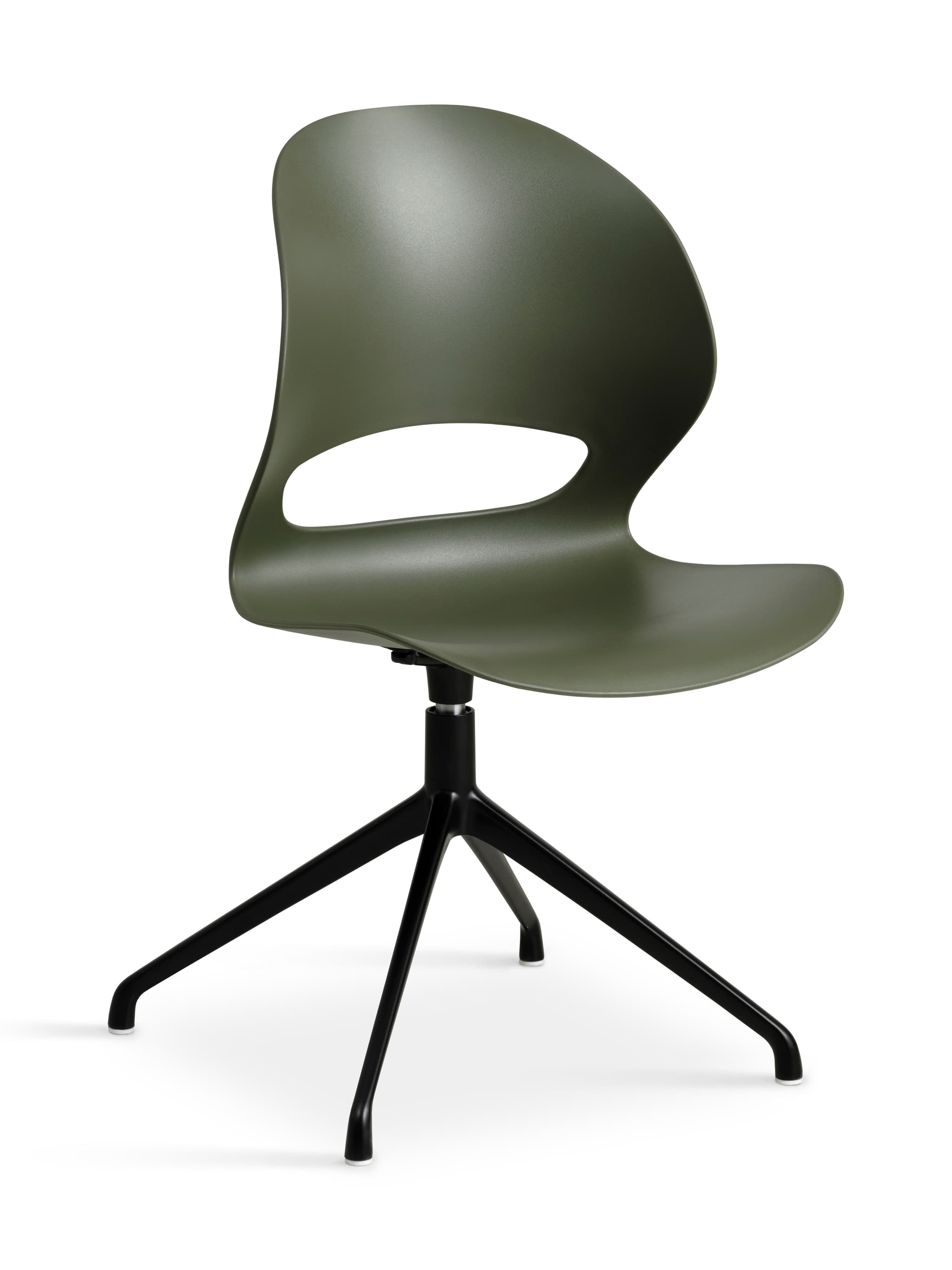Linea matbordsstol, med vridfunktion - oliv PVC och svart metall