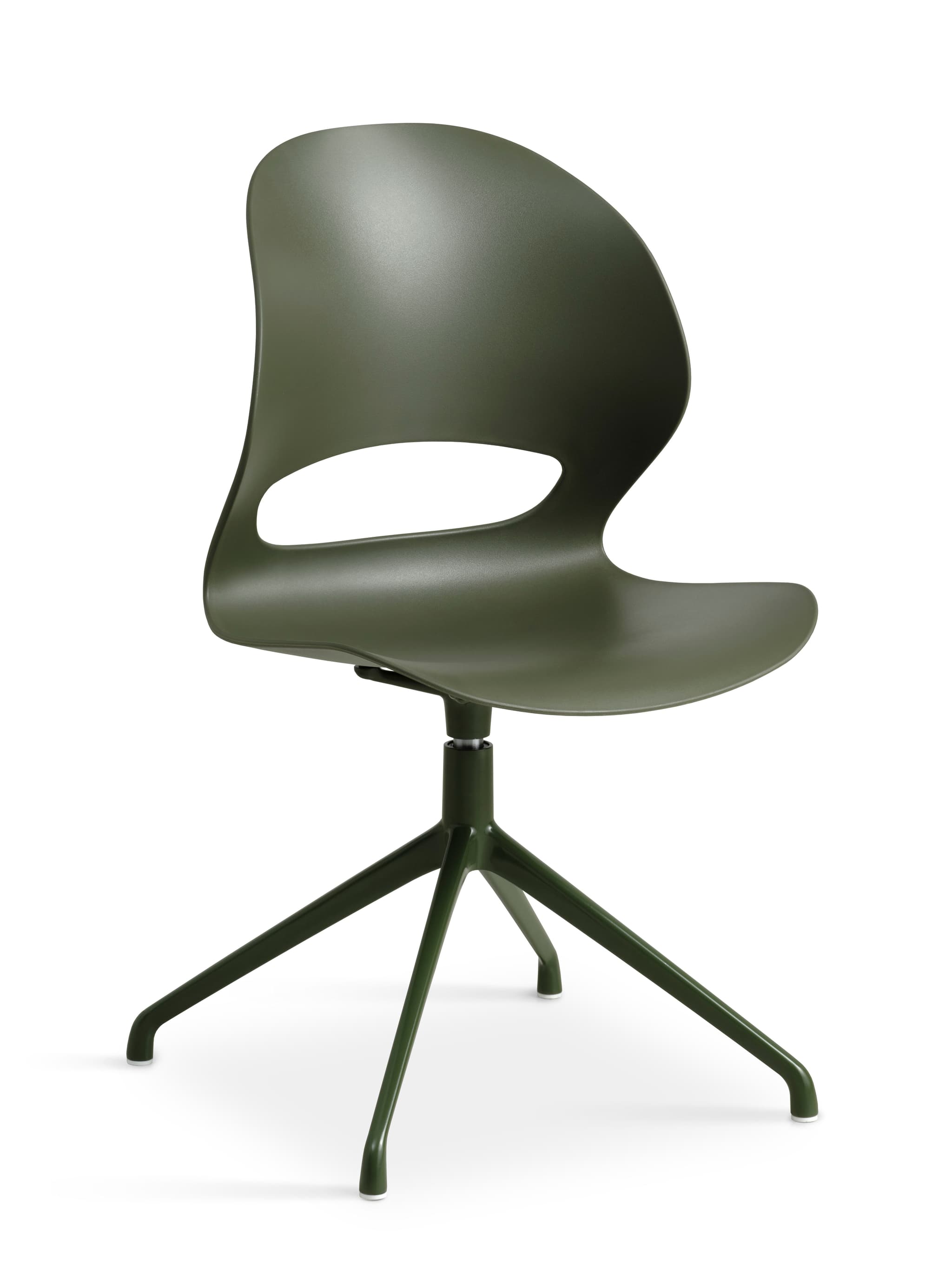 Linea matbordsstol, med vridfunktion - oliv PVC och olivmetall