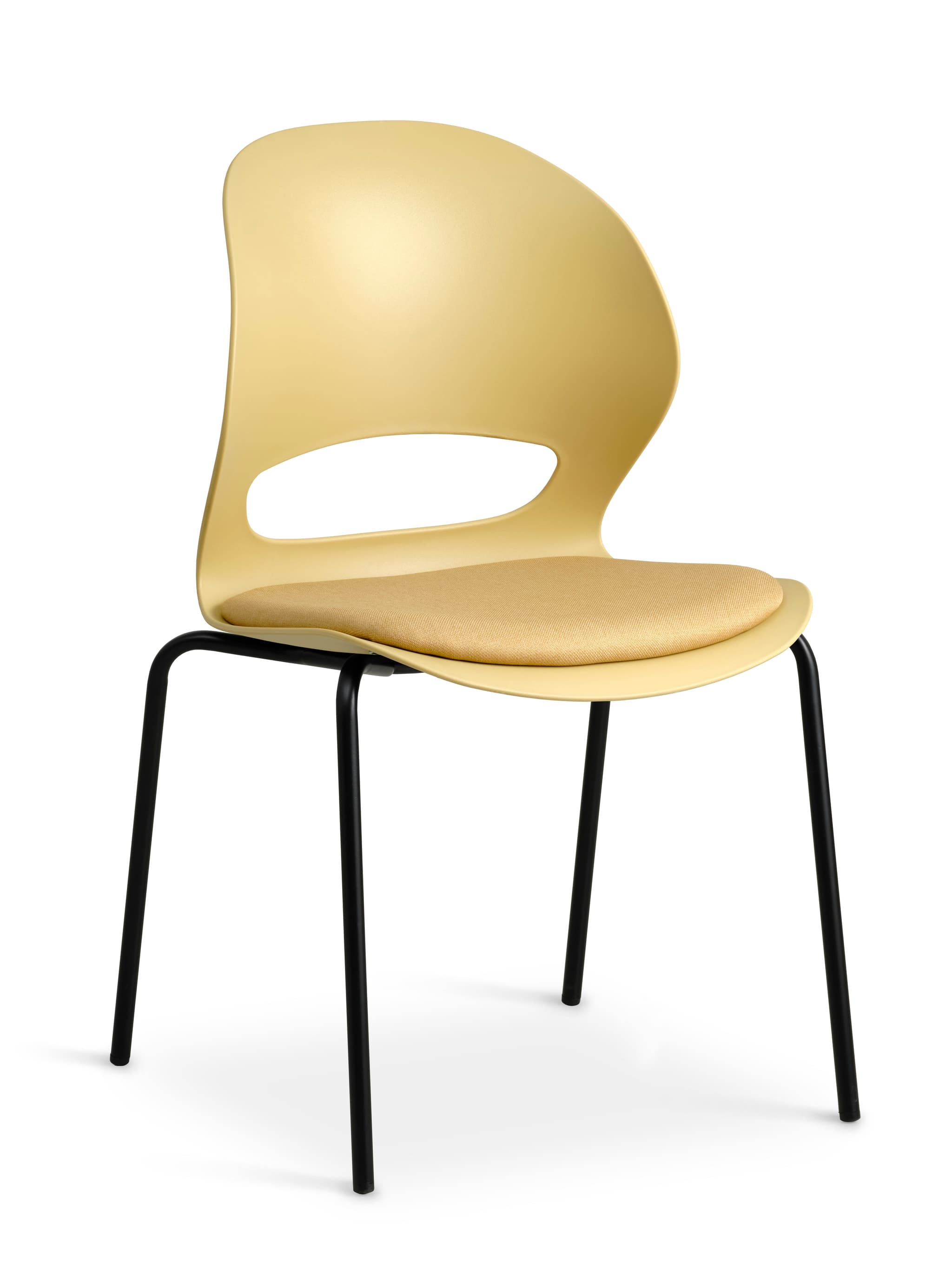 Linea matbordsstol, med senapsgul tygdyna - senapsgul PVC och svart metall