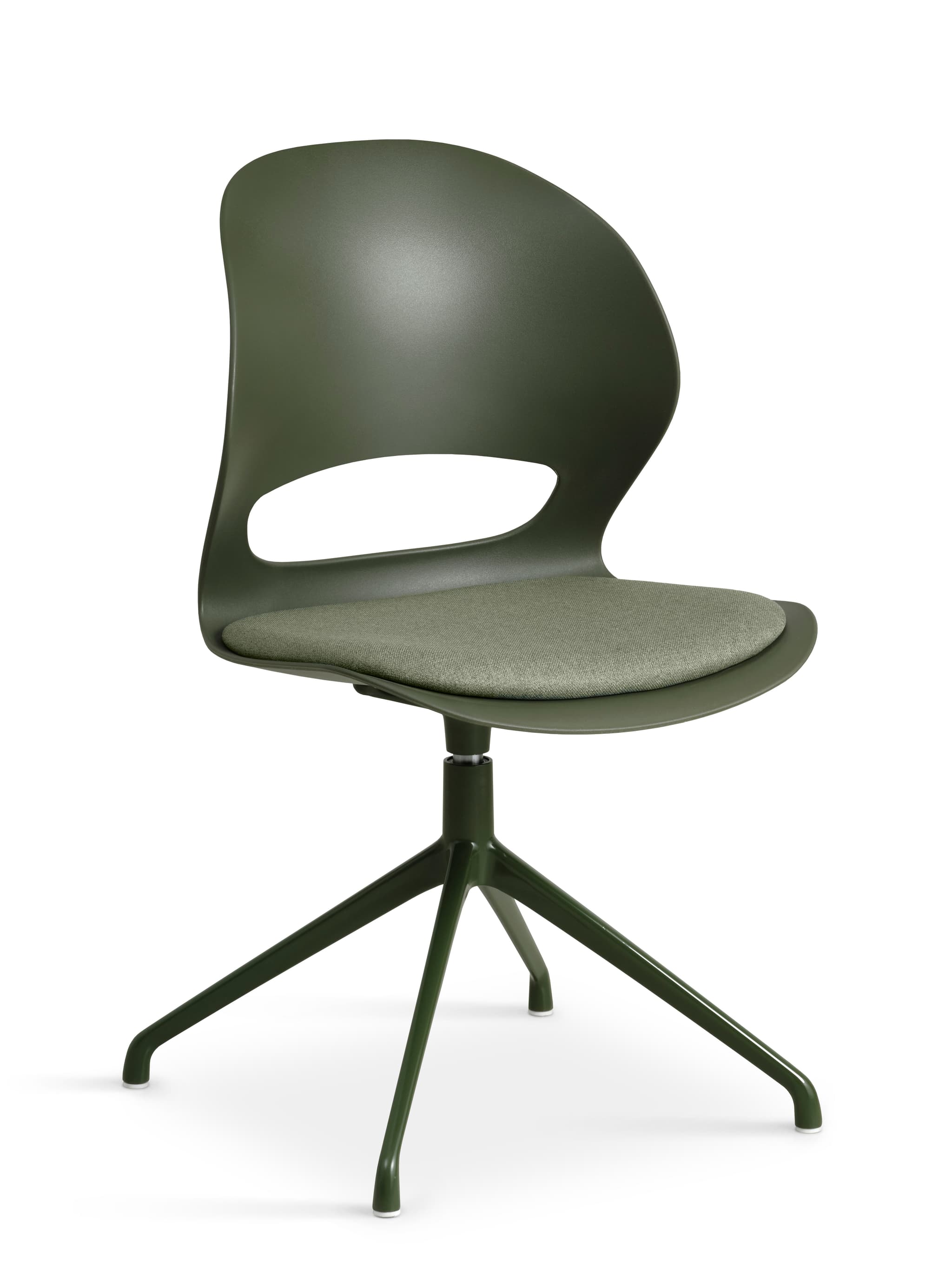 Linea matbordsstol, med vridfunktion och oliv tygdyna - oliv PVC och olivmetall