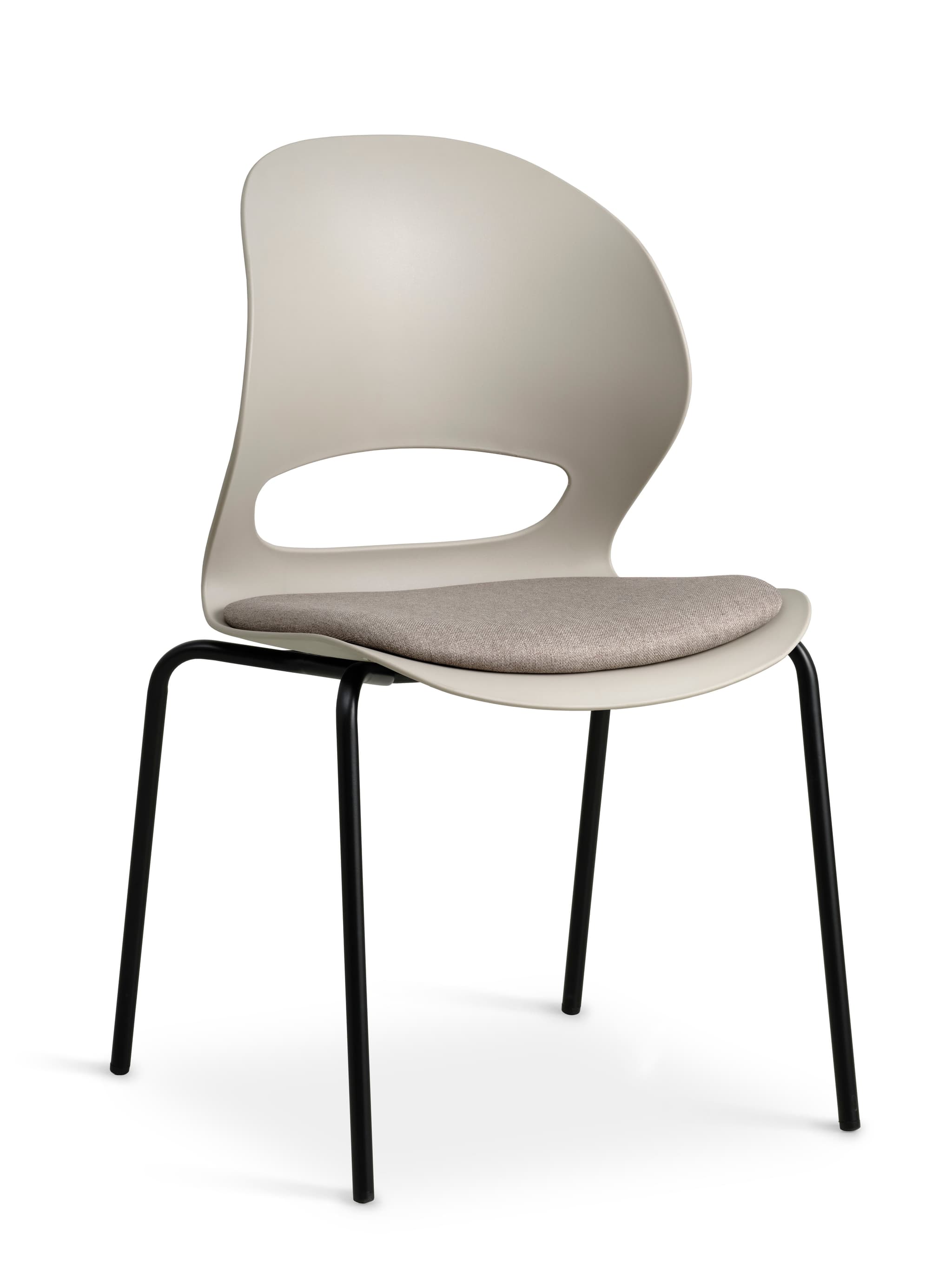 Linea matbordsstol, med dyna i stentyg - sten PVC och svart metall