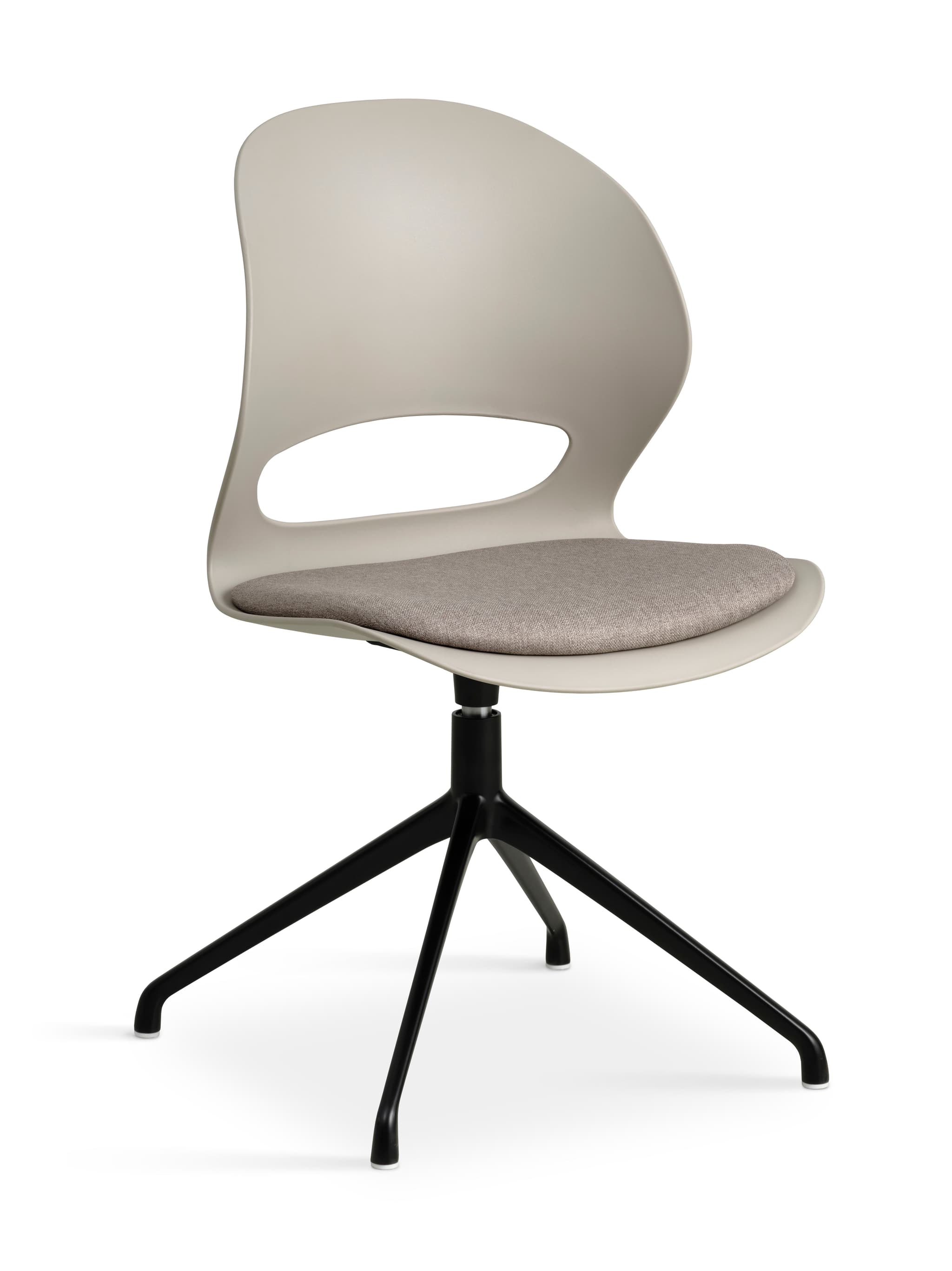 Linea matbordsstol, med vridfunktion och dyna i stentyg - sten PVC och svart metall