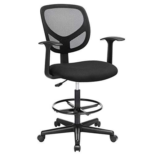 SONGMICS Kontorsstol Ergonomisk arbetsstol med armstöd Sitthöjd 55-75 cm Hög arbetsstol med justerbar fotring Lastkapacitet 120 kg Svart OBN25BK