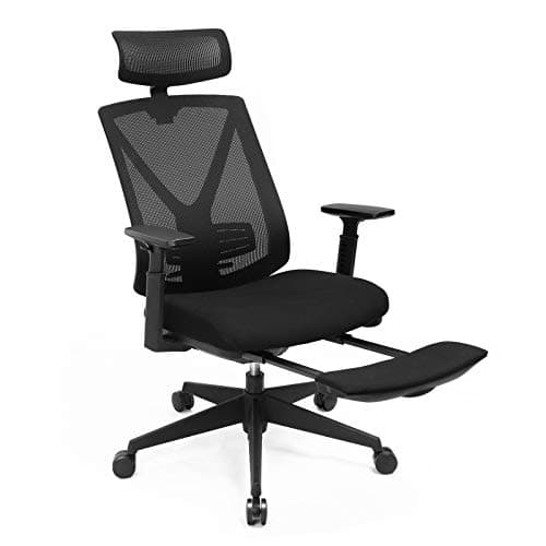 SONGMICS OBN61BKV1 Ergonomisk kontorsstol med fotstöd