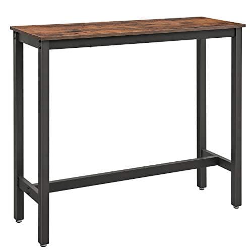 VASAGLE barbord, smalt rektangulärt barbord, köksbord, pubmatbord högt, robust metallram, 120 x 40 x 100 cm, enkel montering, industriell design, rustik brun och svart LBT12X