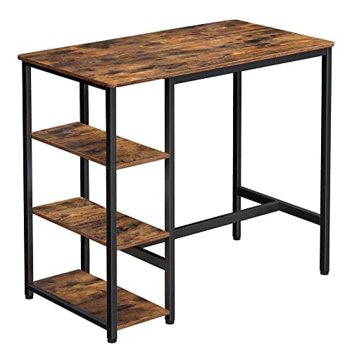 VASAGLE barbord, köksbord, matbord med 3 hyllor, stabil stålkonstruktion, för bar party källare, restaurang, 109 x 60 x 100 cm, industriell stil, lätt att montera, rustik brun LBT11X