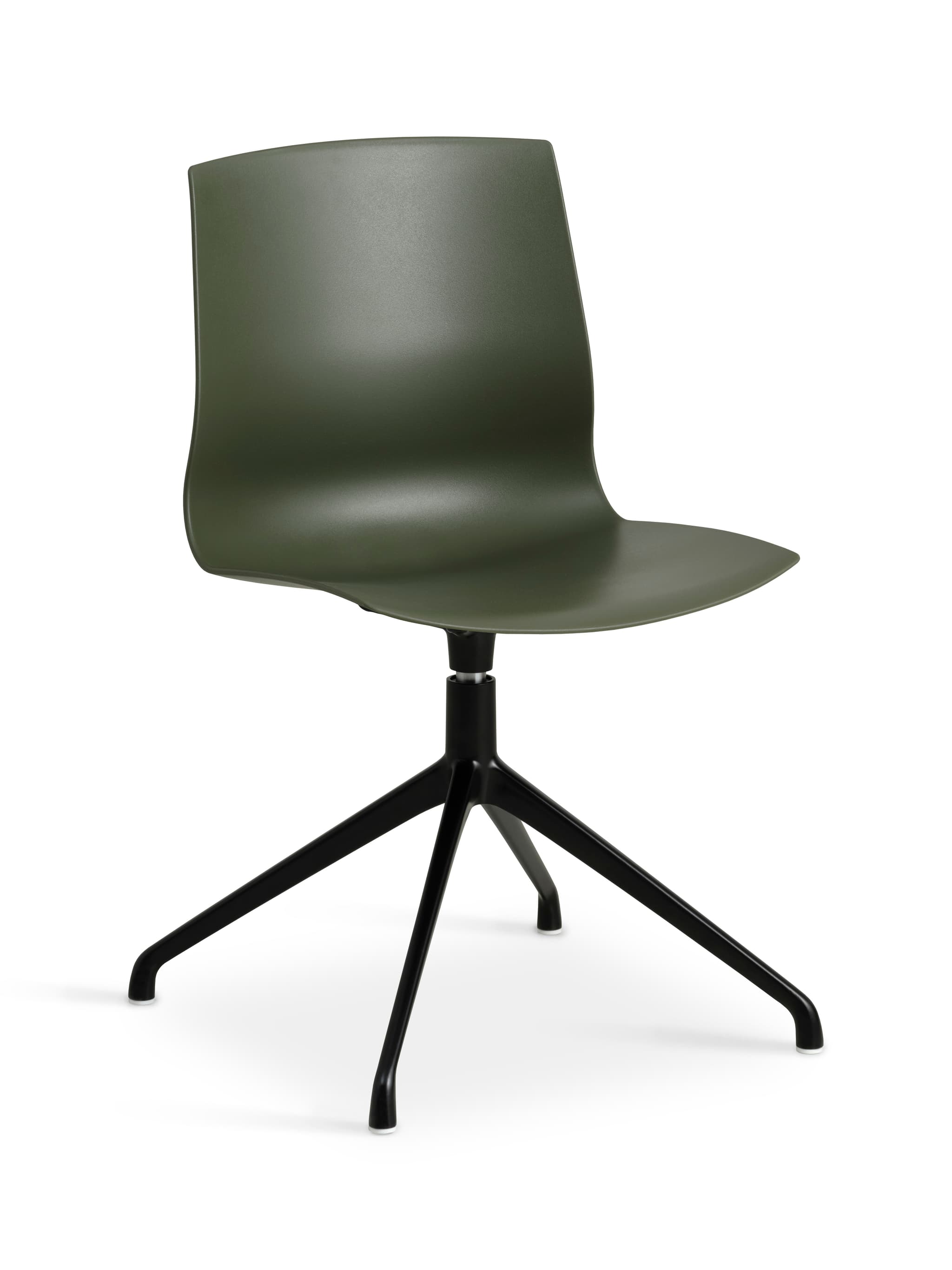 Liv matbordsstol, med vridfunktion - oliv PVC och svart metall