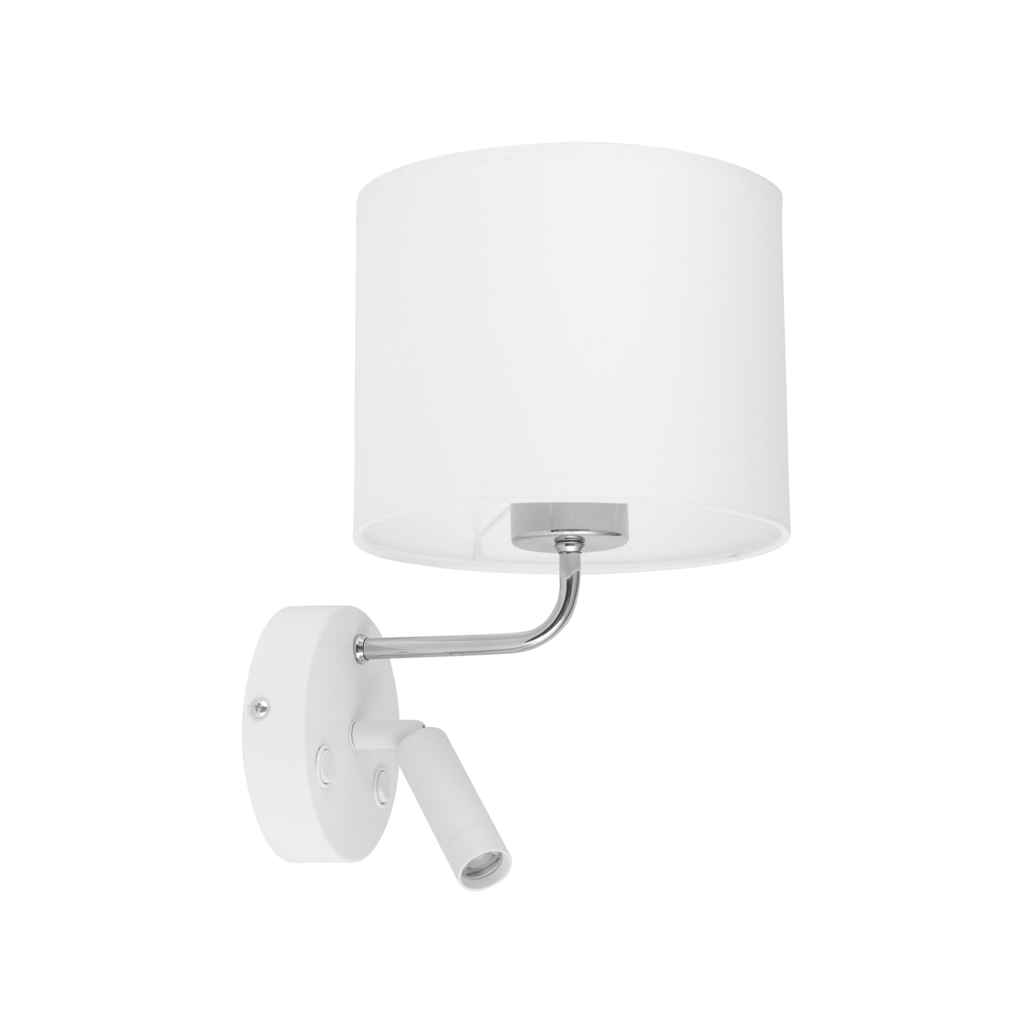 TK Richi vägglampa - vitt tyg och silvermetall