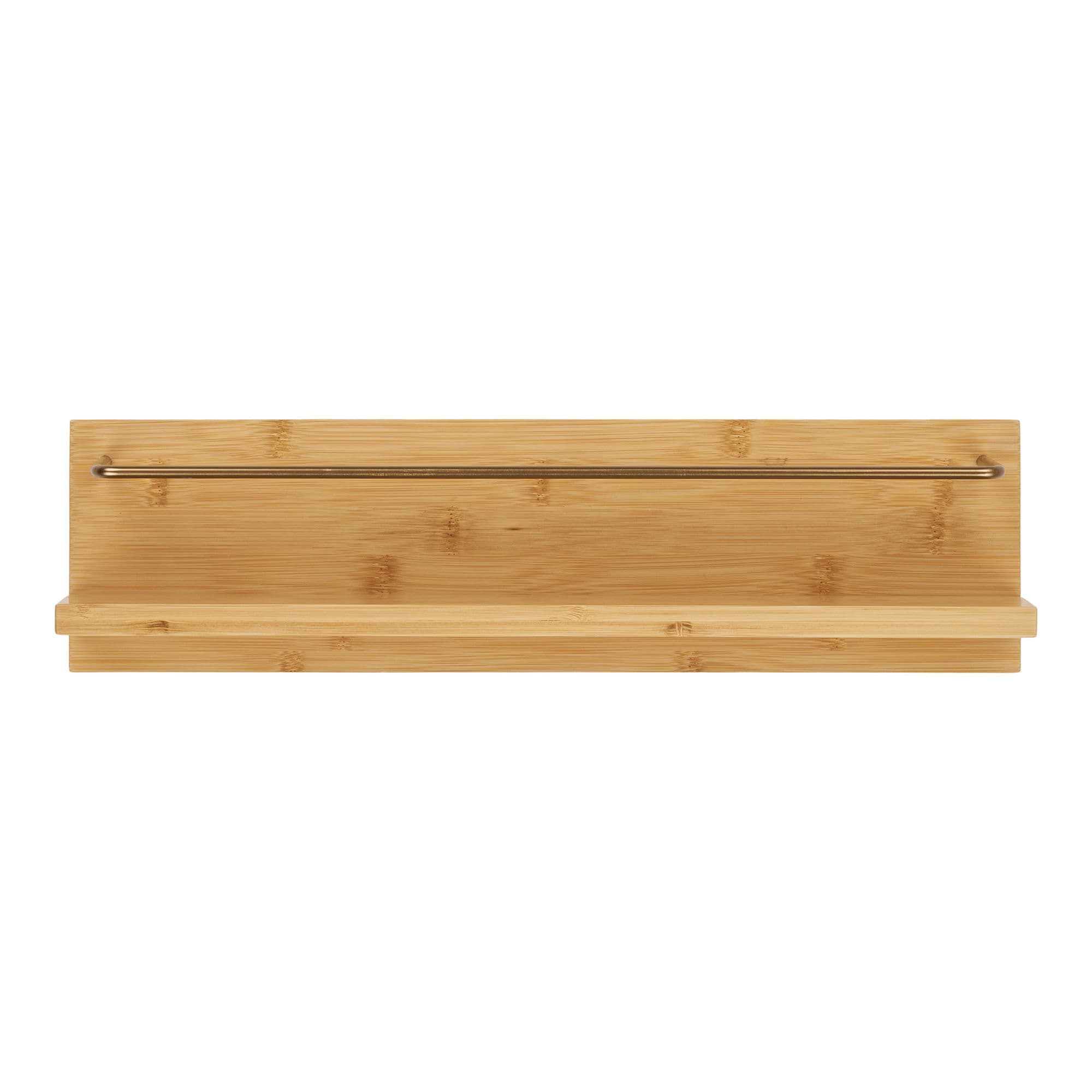 HOUSE NORDIC Ember vägghylla, rektangulär - naturlig bambu och metall (45x10x12)
