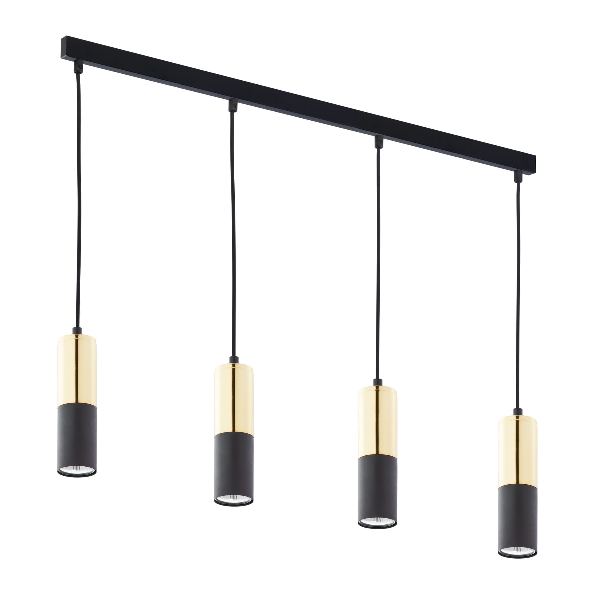TK Elite taklampa, w. 4 skärmar - guld och svart metall