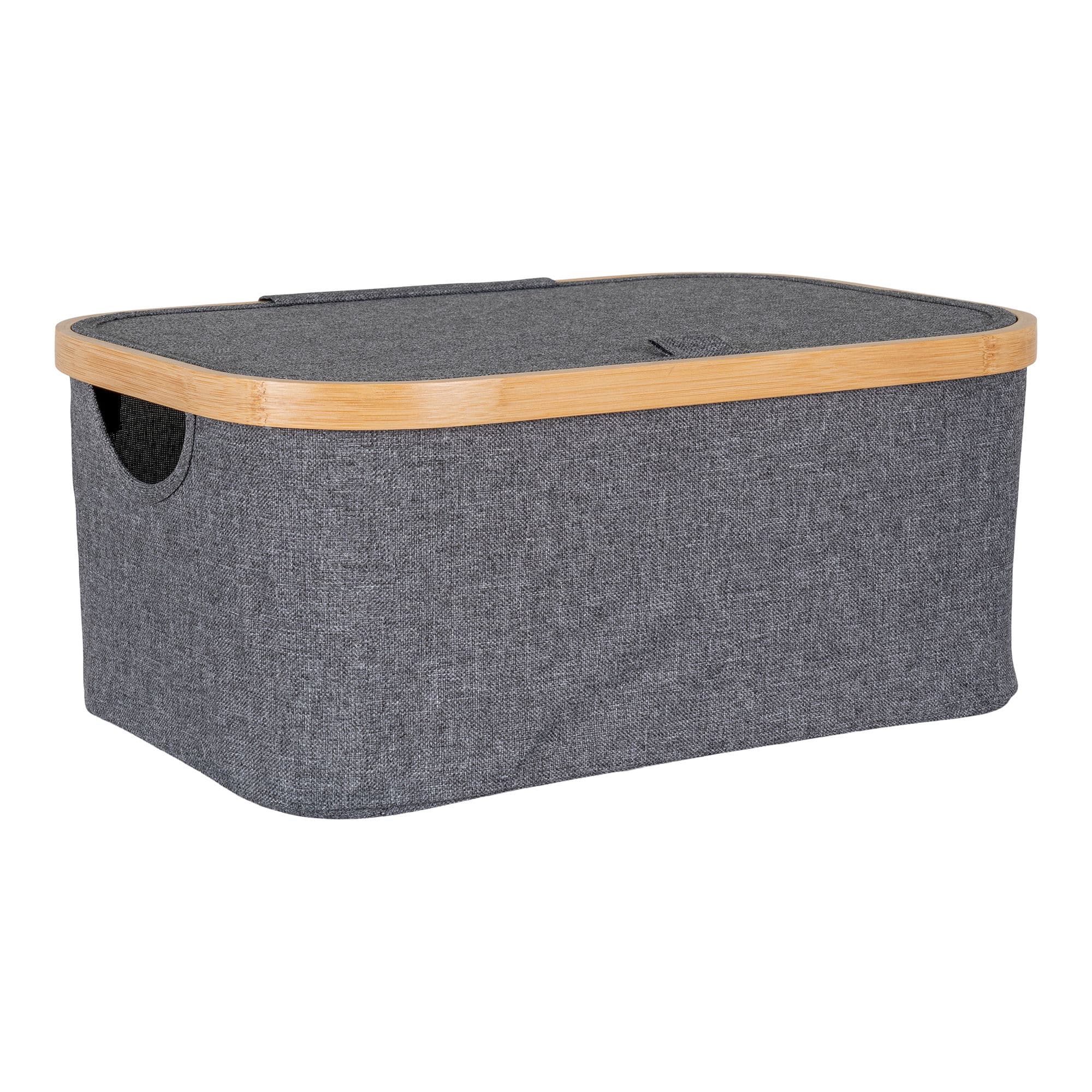 HOUSE NORDIC Noto Basket - Korg, bambu/tyg, mörkgrå, 38x26x16 cm