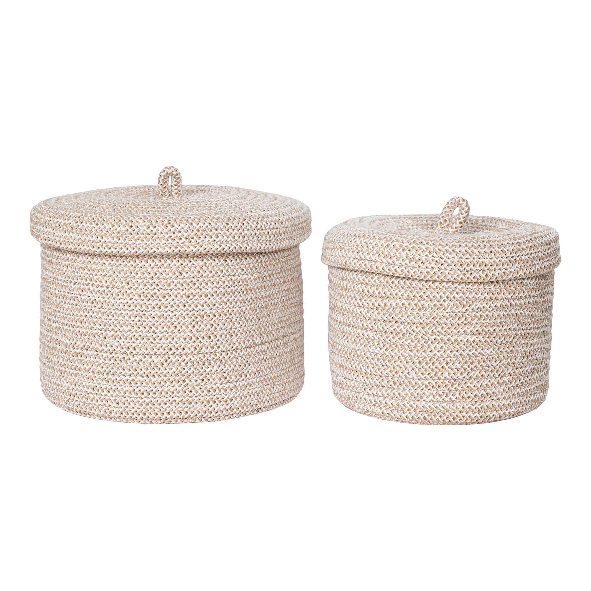 HOUSE NORDIC Korg med lock, bomull, beige, set om 2