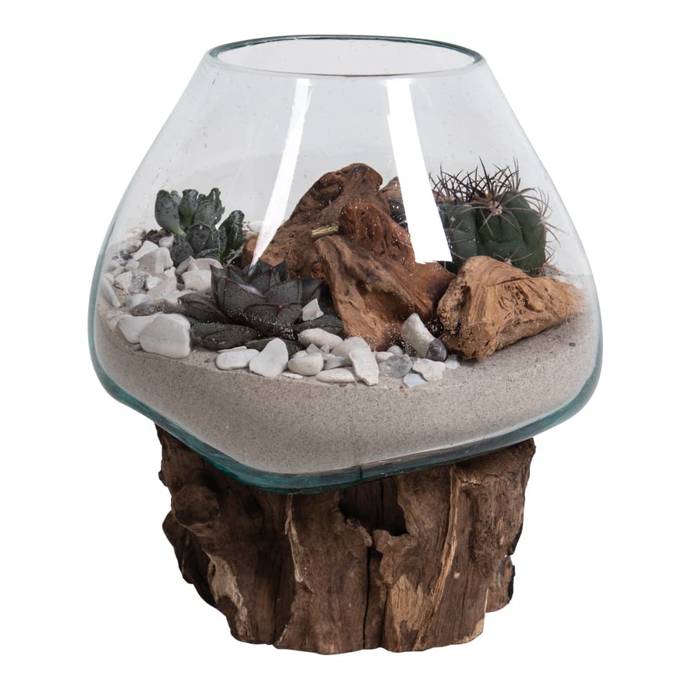 HOUSE NORDIC San Marino Water Drop Sculpture - Glas / Naturligt Trä (H: 20 cm)