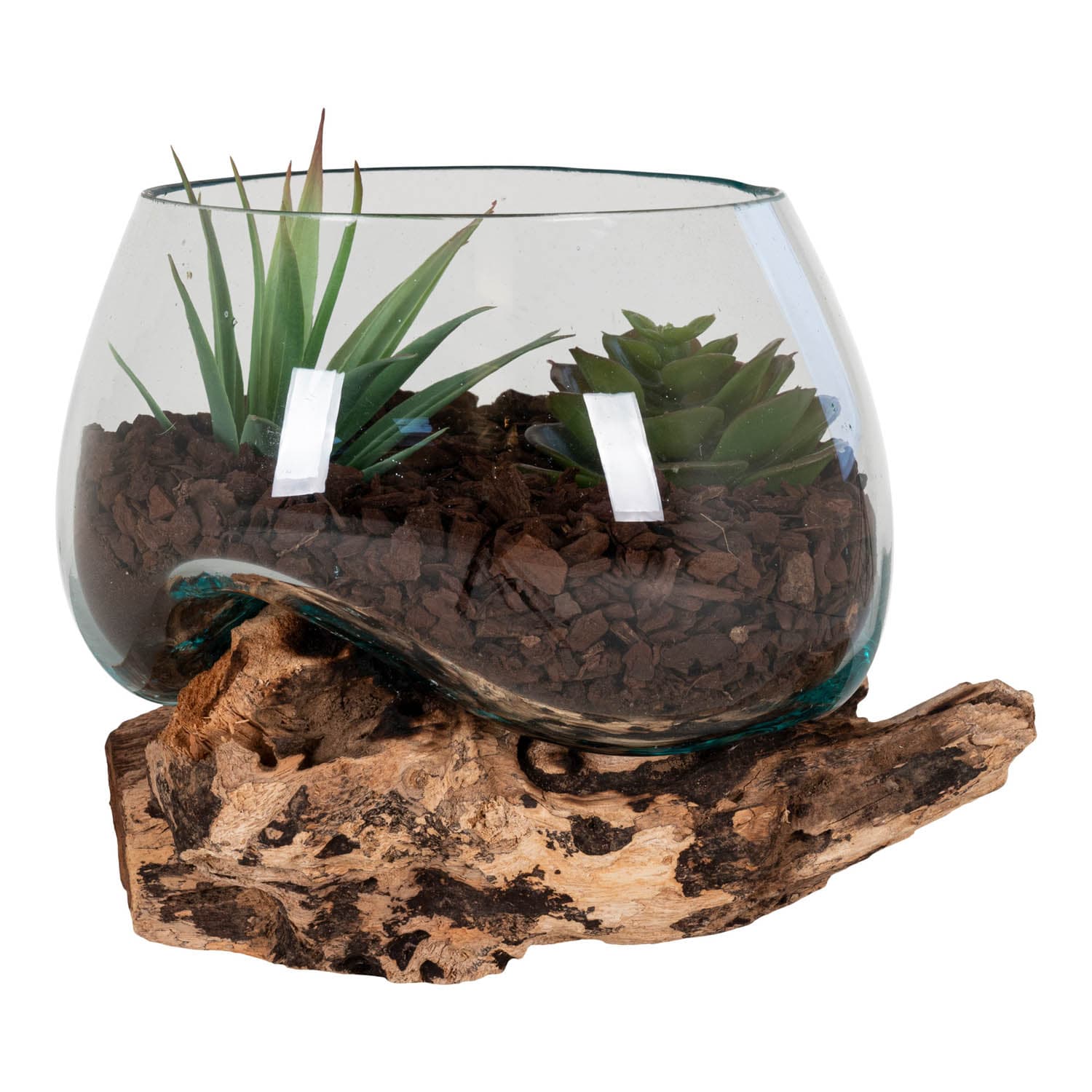 HOUSE NORDIC San Marino Vattendroppeskulptur - Glas och naturlig teak (H: 15)