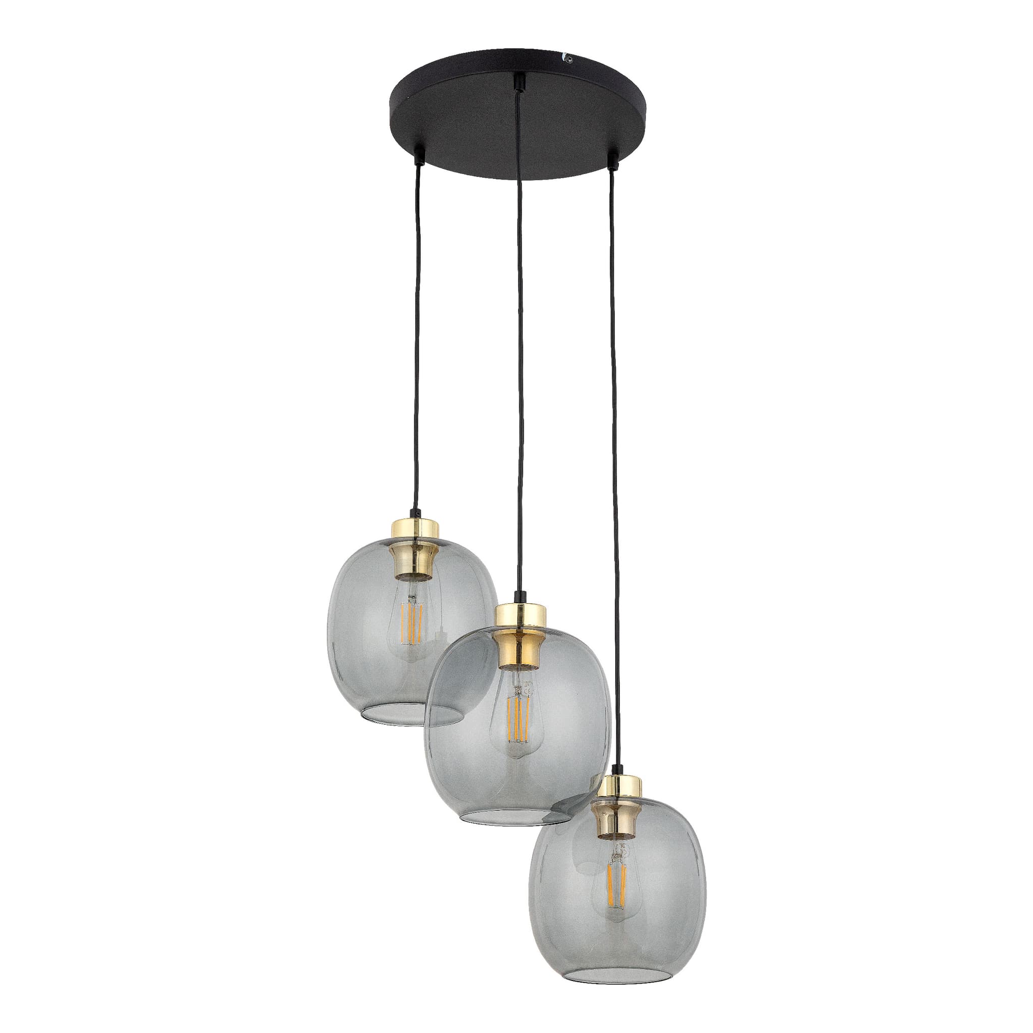 TK Omega taklampa, w. 3 skärmar - glas