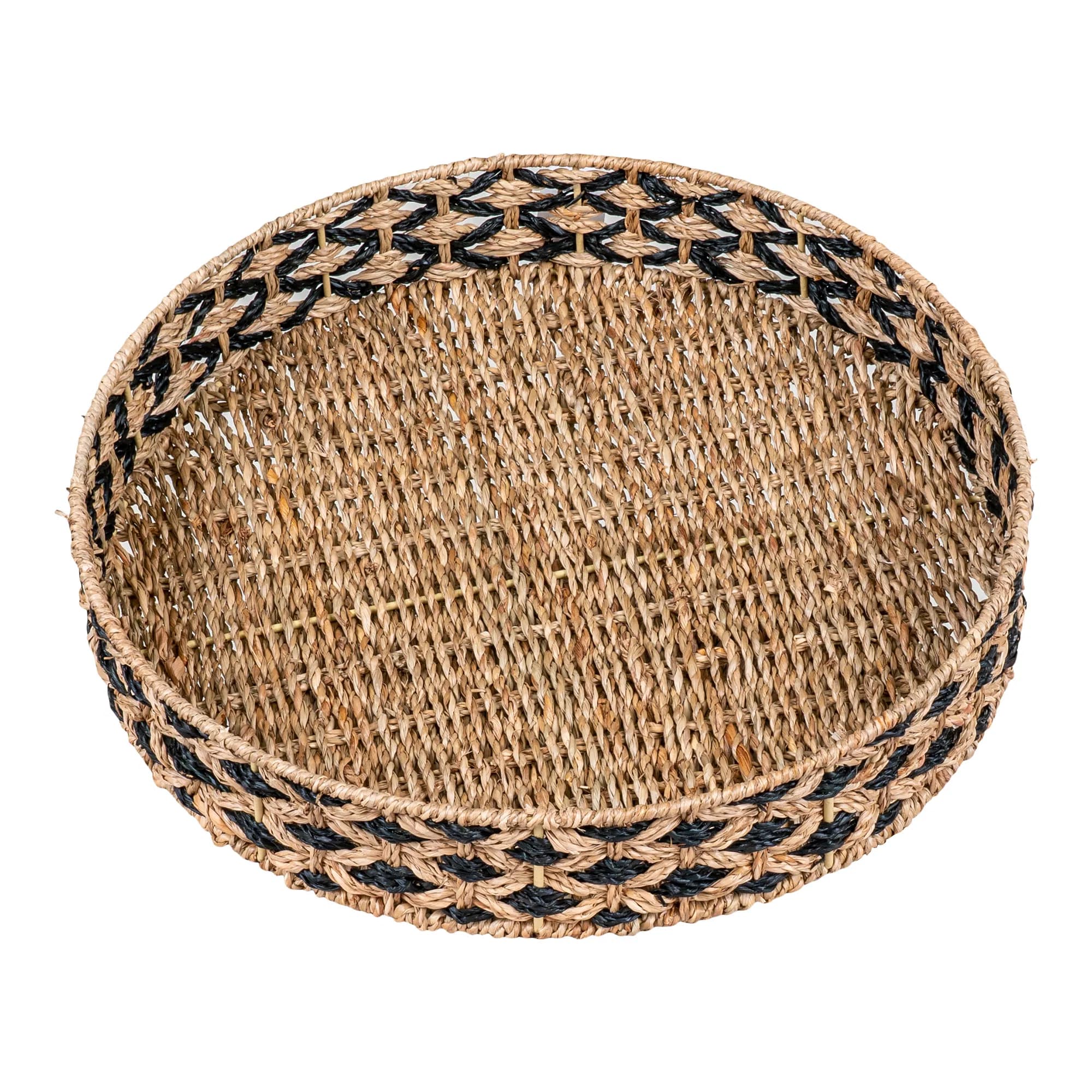 Sjögräsbricka, svart/natur, rund, Ø38 cm