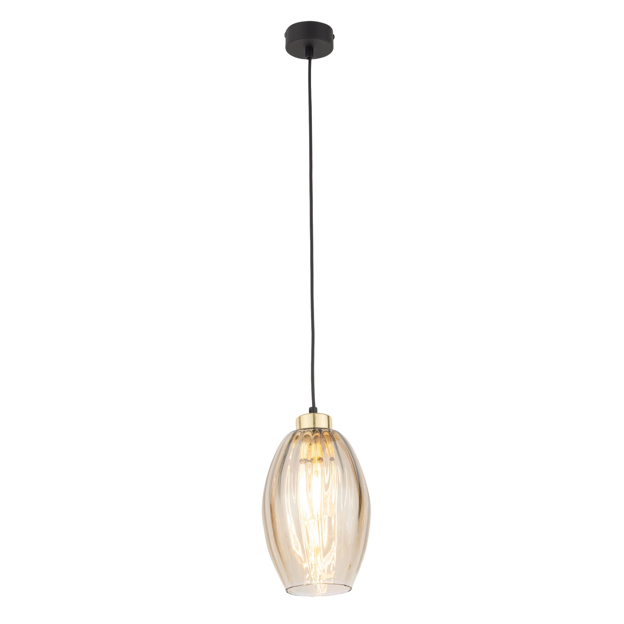 TK Sebo taklampa - glas och svart metall