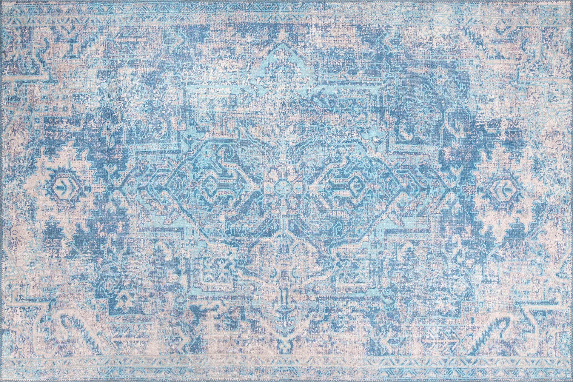 TEPPI Blues matta, m mönster, rektangulär - flerfärgad polyester (230x330)