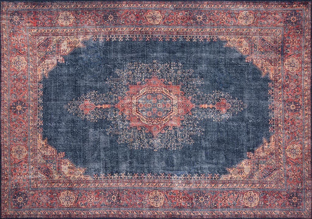 TEPPI Blues matta, m mönster, rektangulär - flerfärgad polyester (210x310)