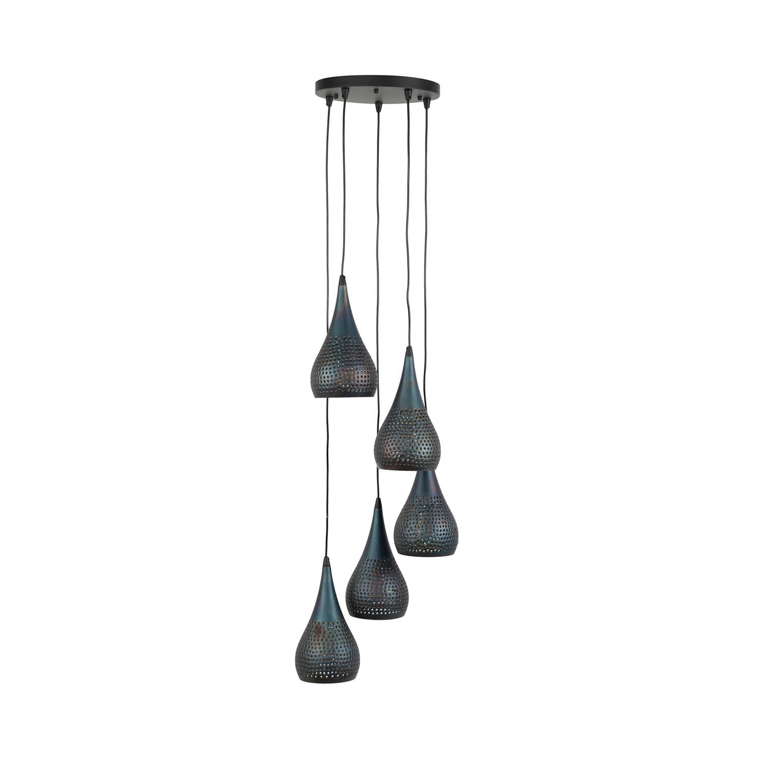 FURBO taklampa, w. 5 skärmar - svart brun metall