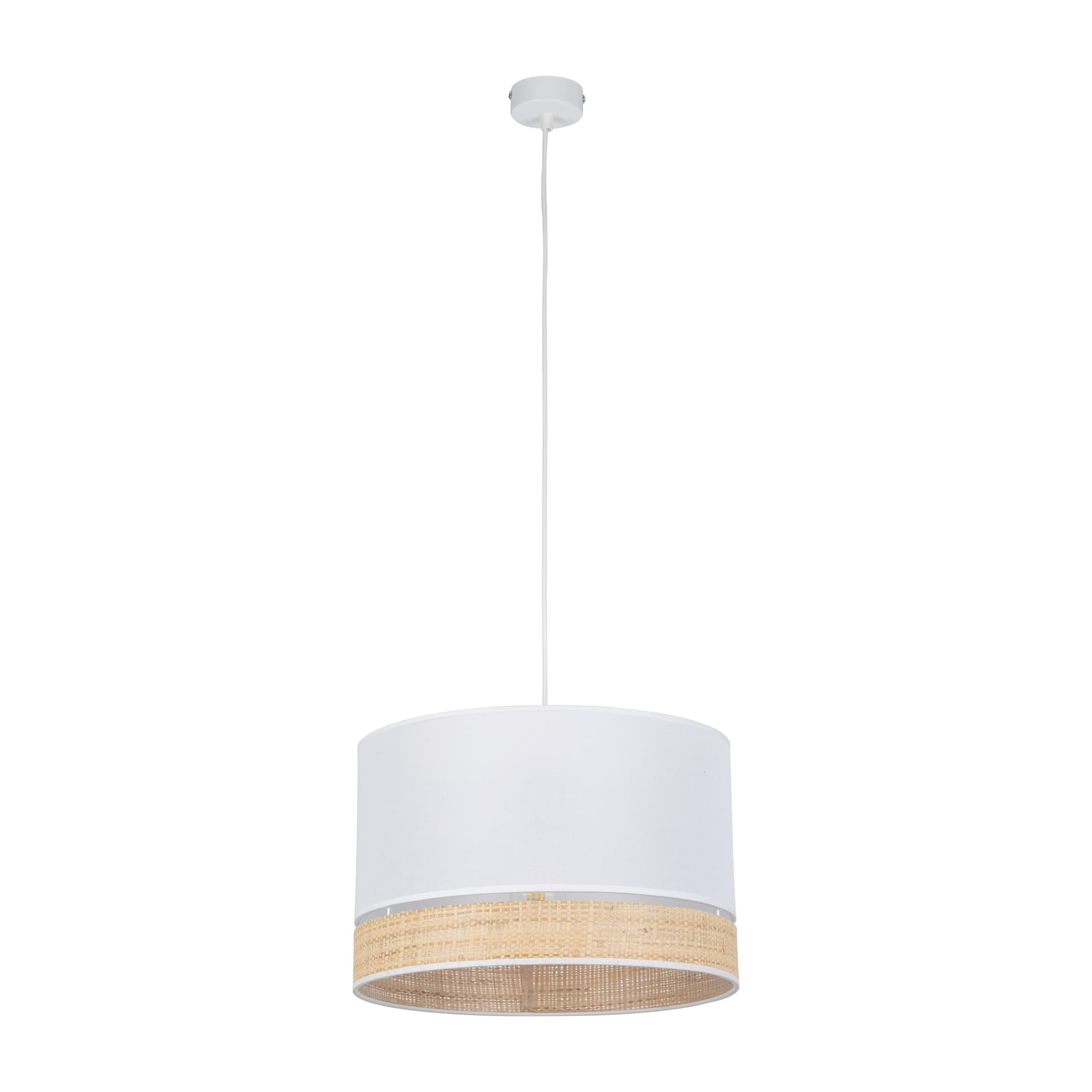 TK Paglia taklampa 380 - vitt tyg och naturligt rotting
