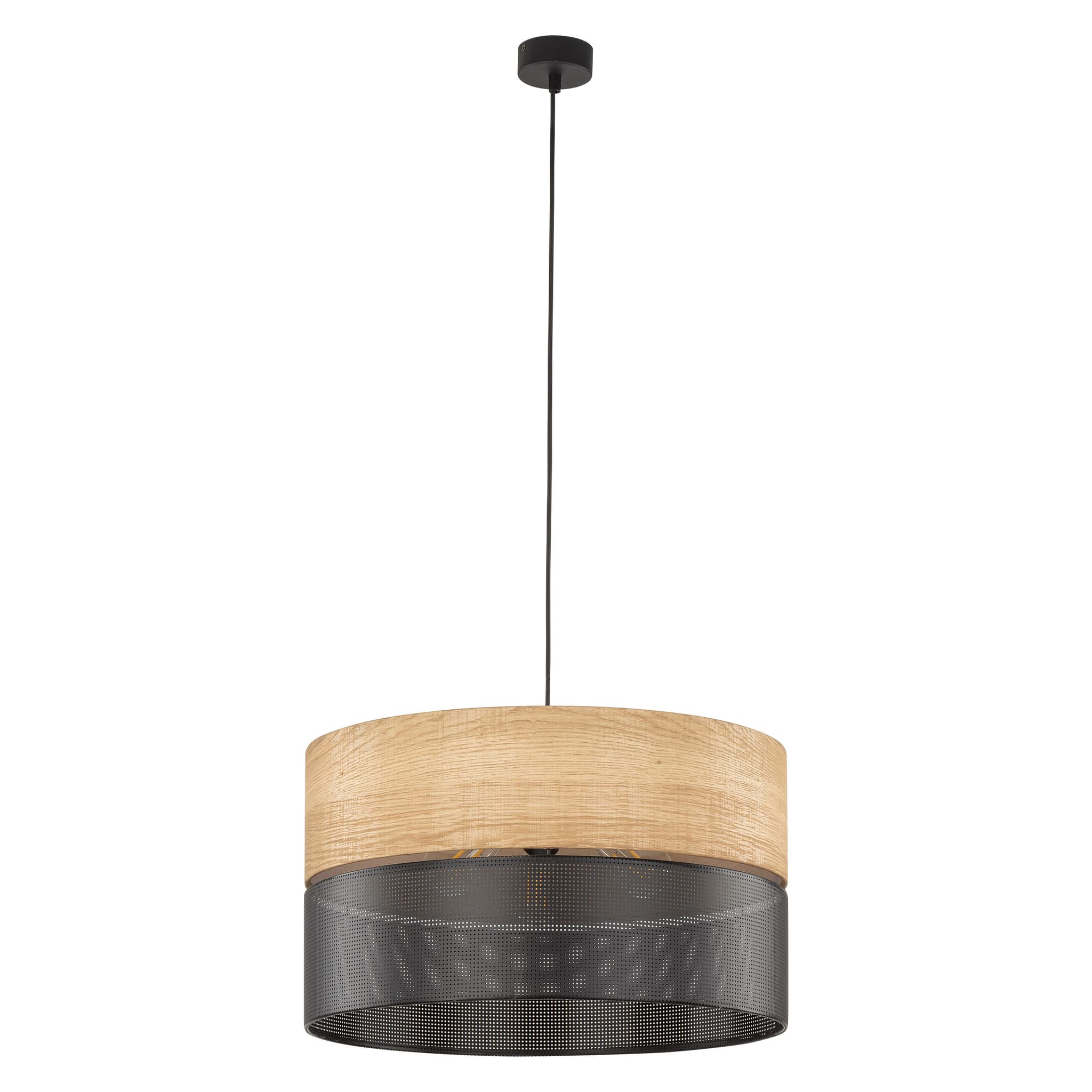 TK Nicol taklampa - naturfaner och svart PVC-folie/metall