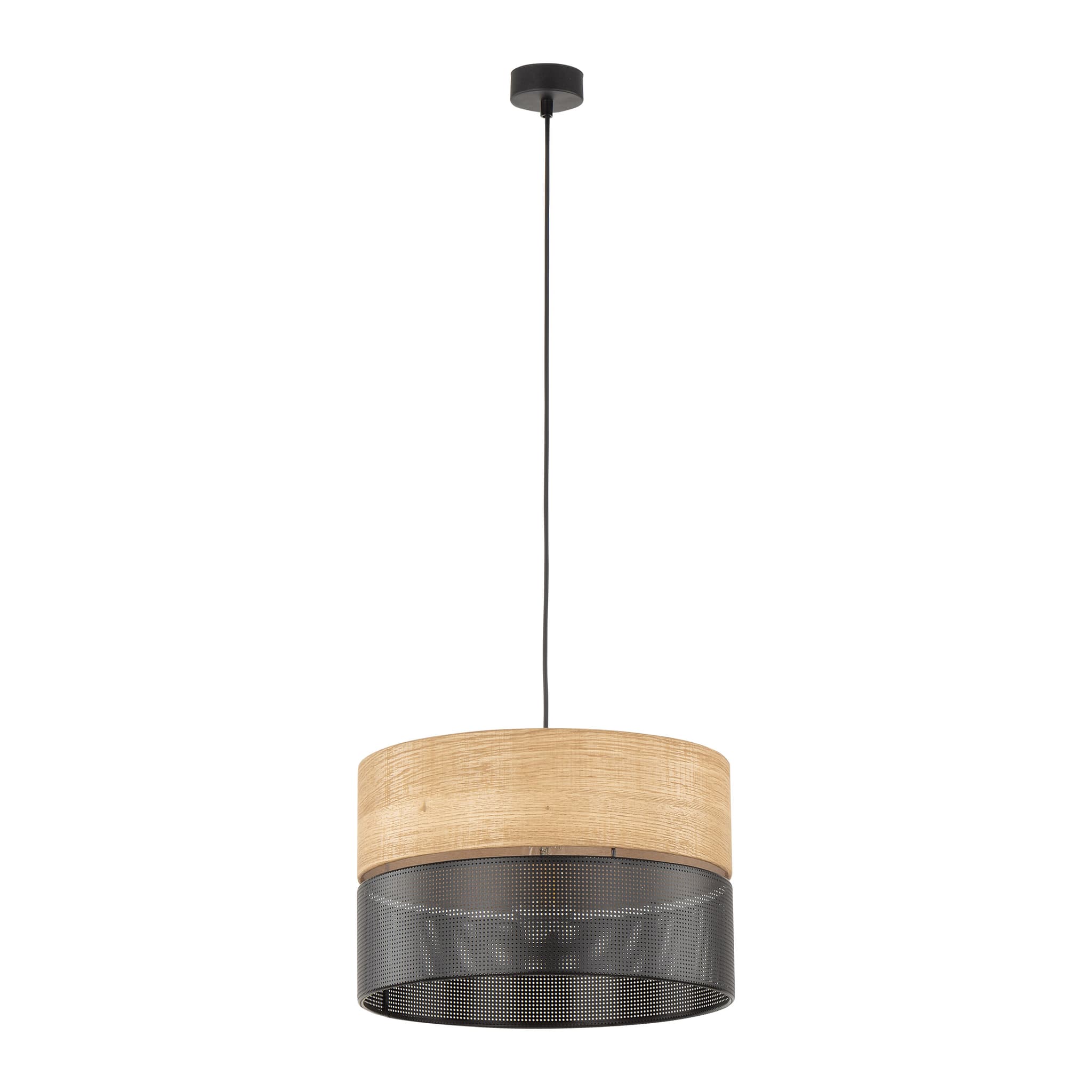 TK Nicol taklampa - naturfaner och svart PVC-folie/metall