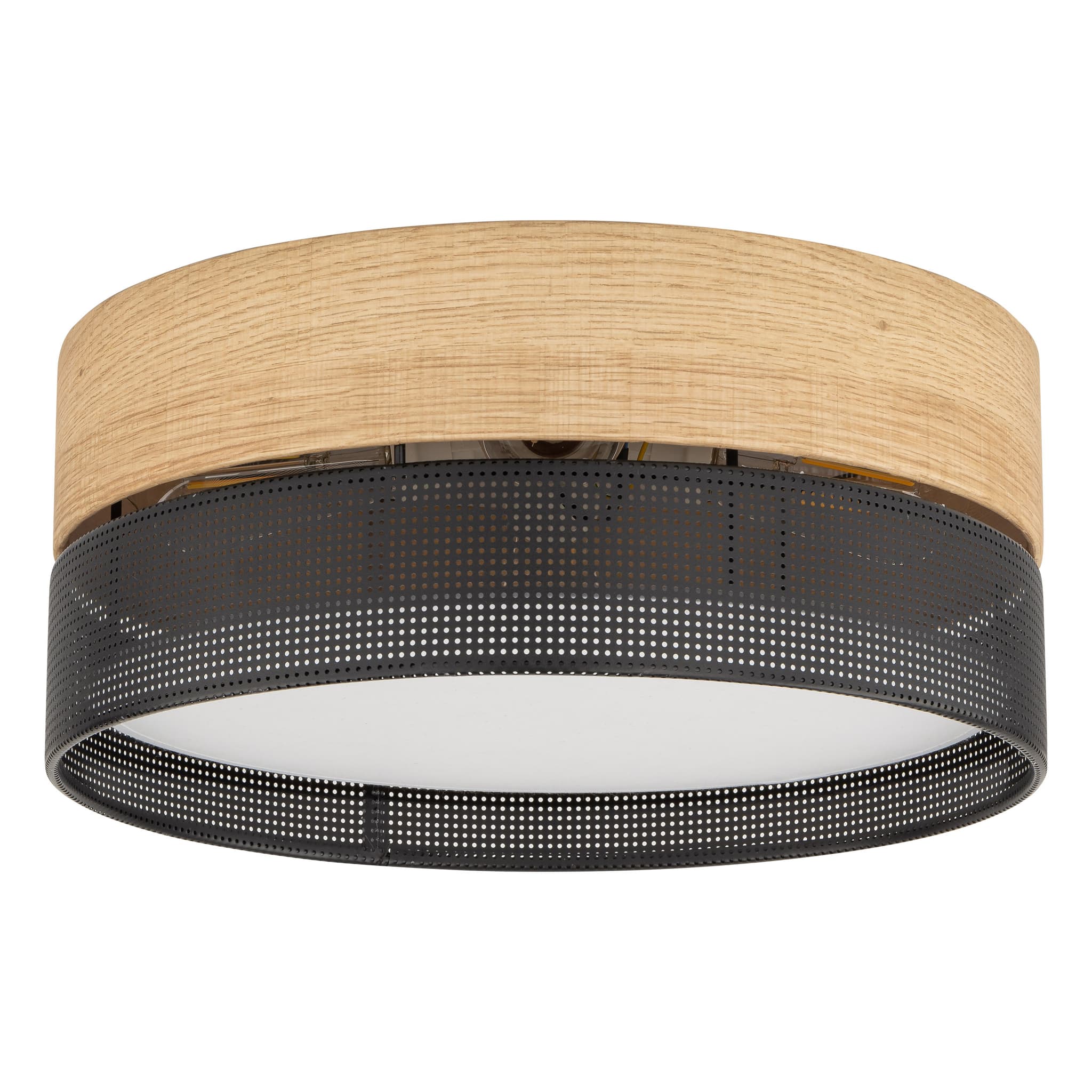 TK Nicol taklampa - naturfaner och svart PVC-folie/metall
