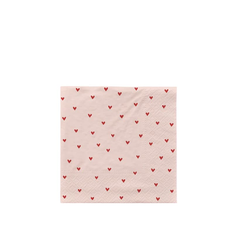 BROSTE COPENHAGEN Amor pappersservett, fyrkantig - rosa och rött papper (33x33)