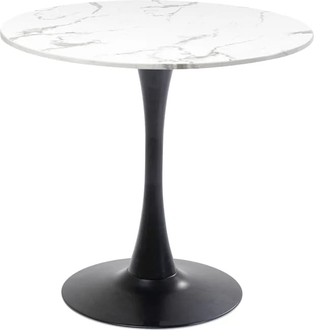 KARE DESIGN Schickeria matbord, runt - vit marmorlook laminat och svart stål (Ø80)