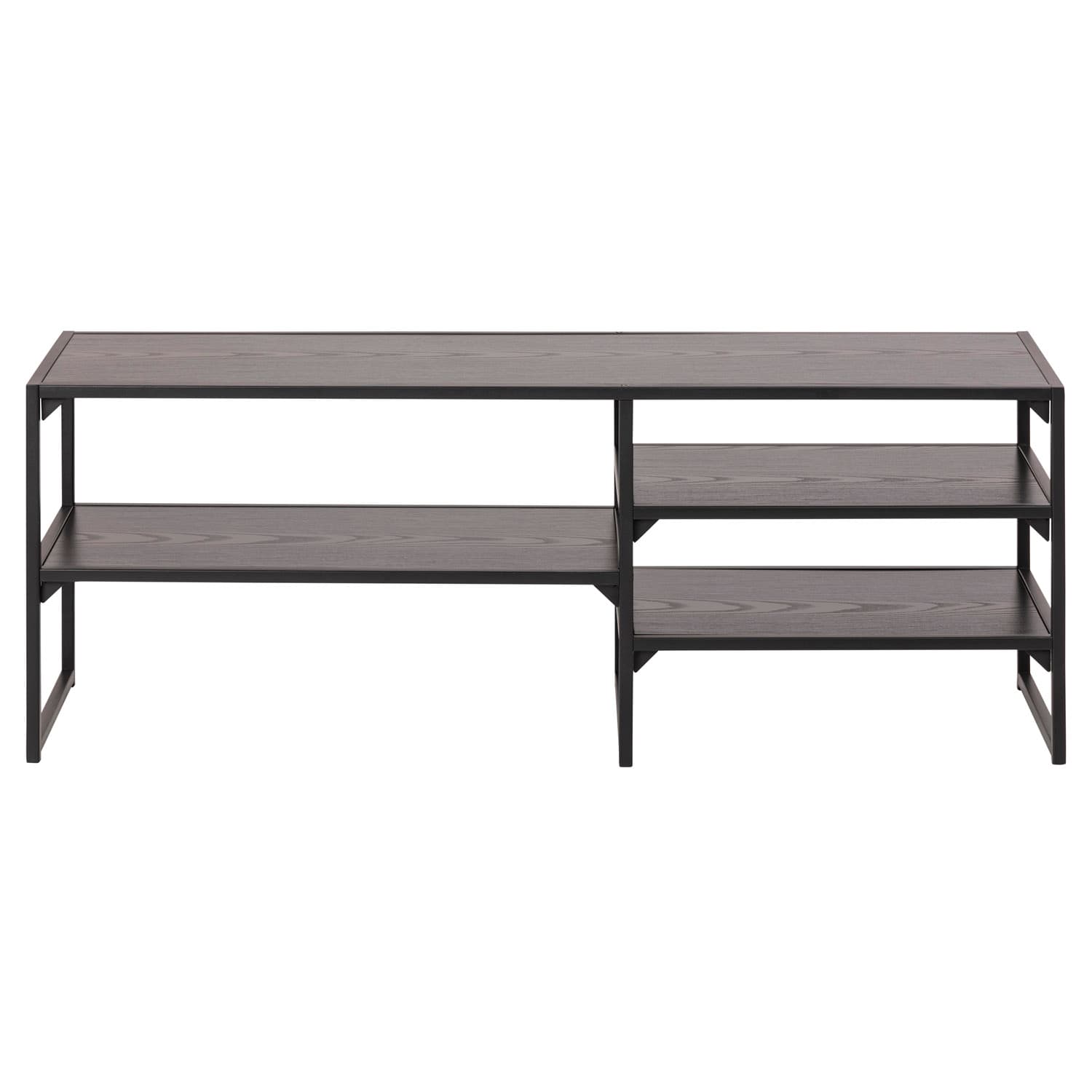 ACT NORDIC Seaford TV-bord, med 3 hyllor - svart melaminlåda och metall (120x33)