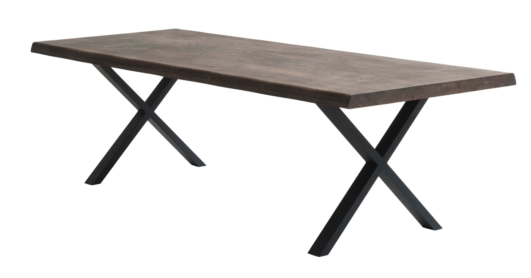 Atlantic matbord med vågig kant 60 mm, med utdrag - rökt ek och svart metall (100x260)