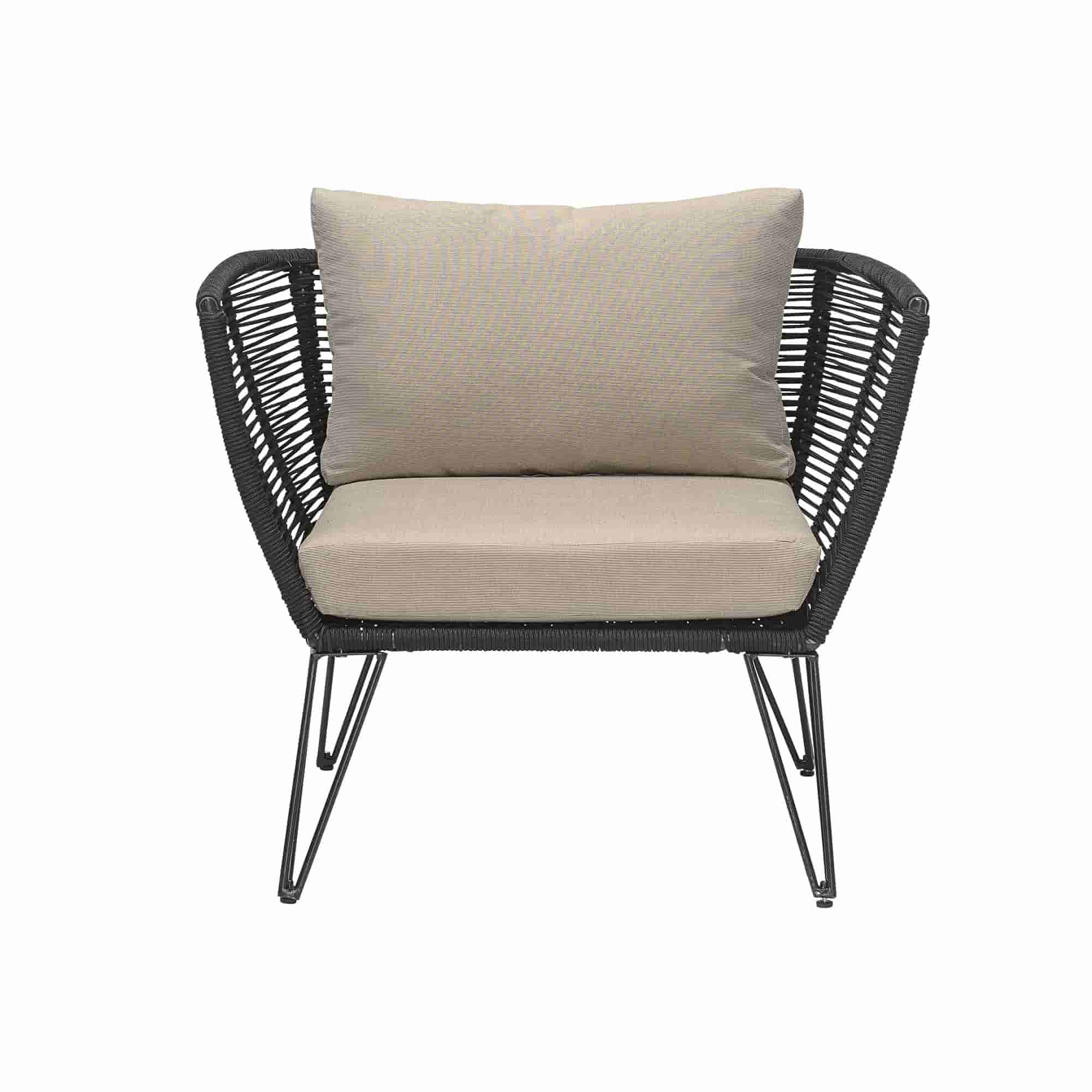 BLOOMINGVILLE Mundo Fåtölj - Naturlig / Svart Polyester / Metall, med Armstöd, inkl. Dynor