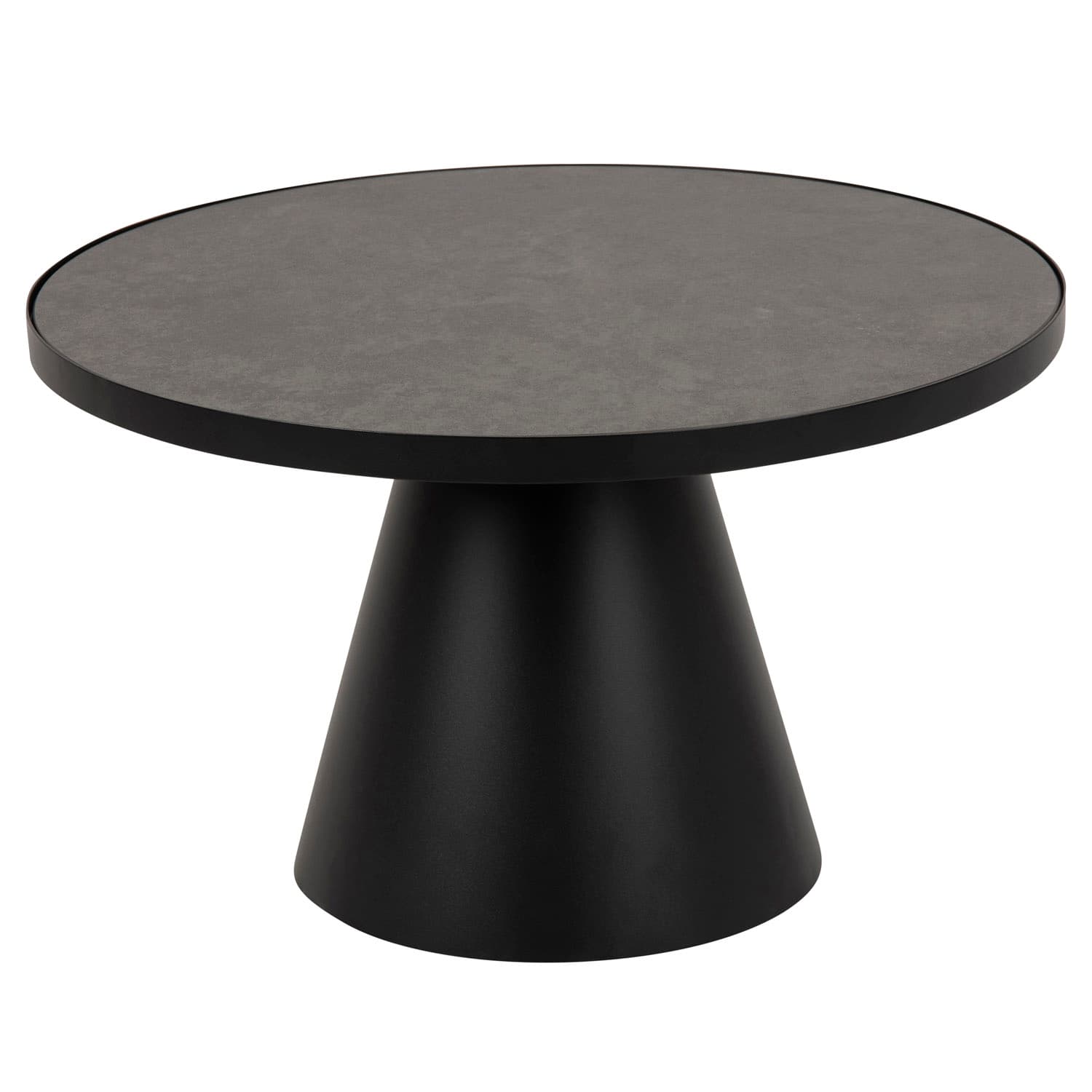 ACT NORDIC Soli Runt Soffbord - Fairbanks Svart Glas / Keramik och Svart Metall (Ø 65,7 cm)