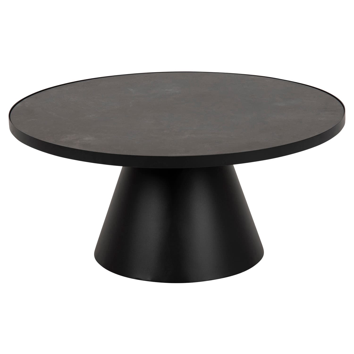 ACT NORDIC Soli Runt Soffbord - Fairbanks Svart Glas / Keramik och Svart Metall (Ø 85.7 cm)